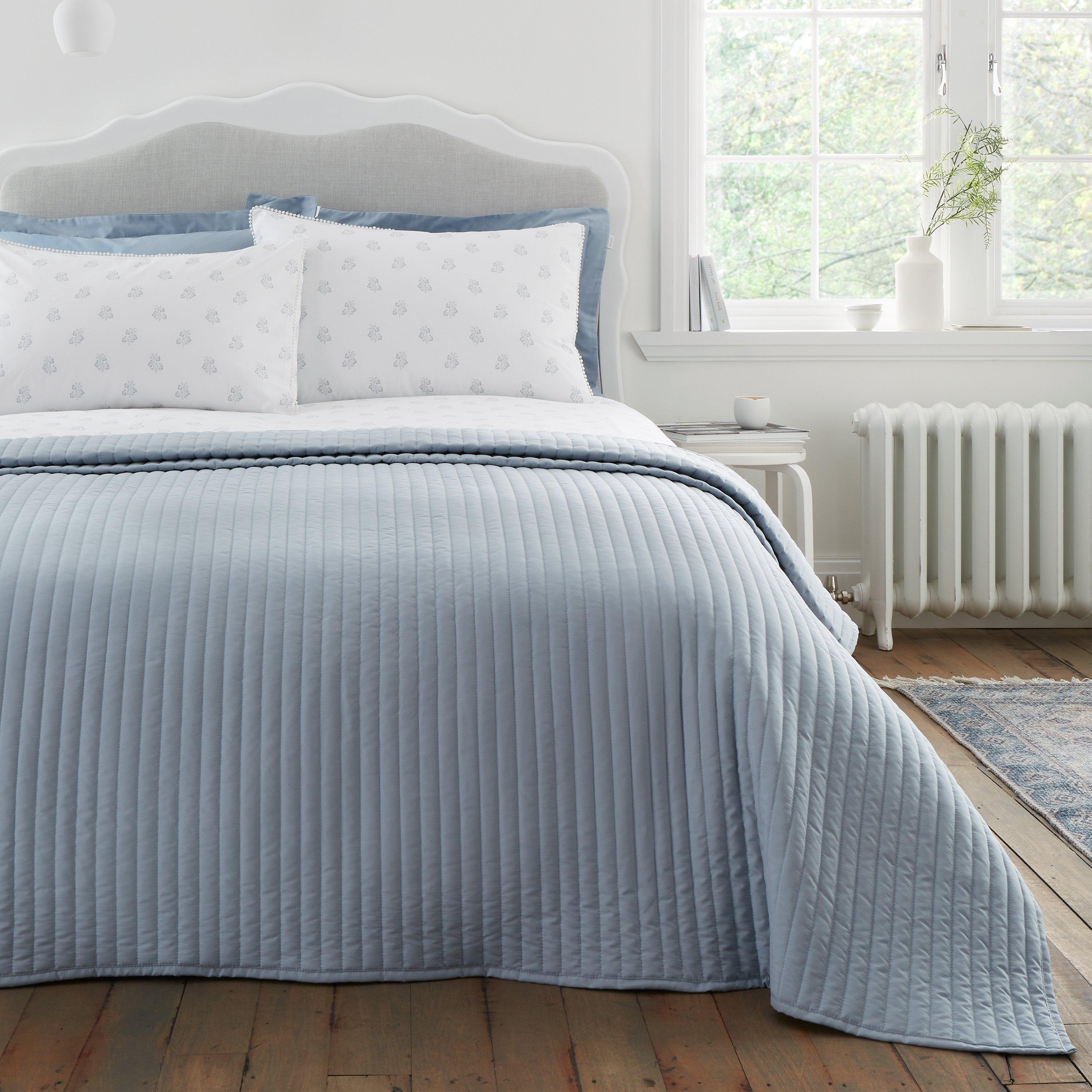 Bianca Blue Quilted Lines Bedspread - Image 7