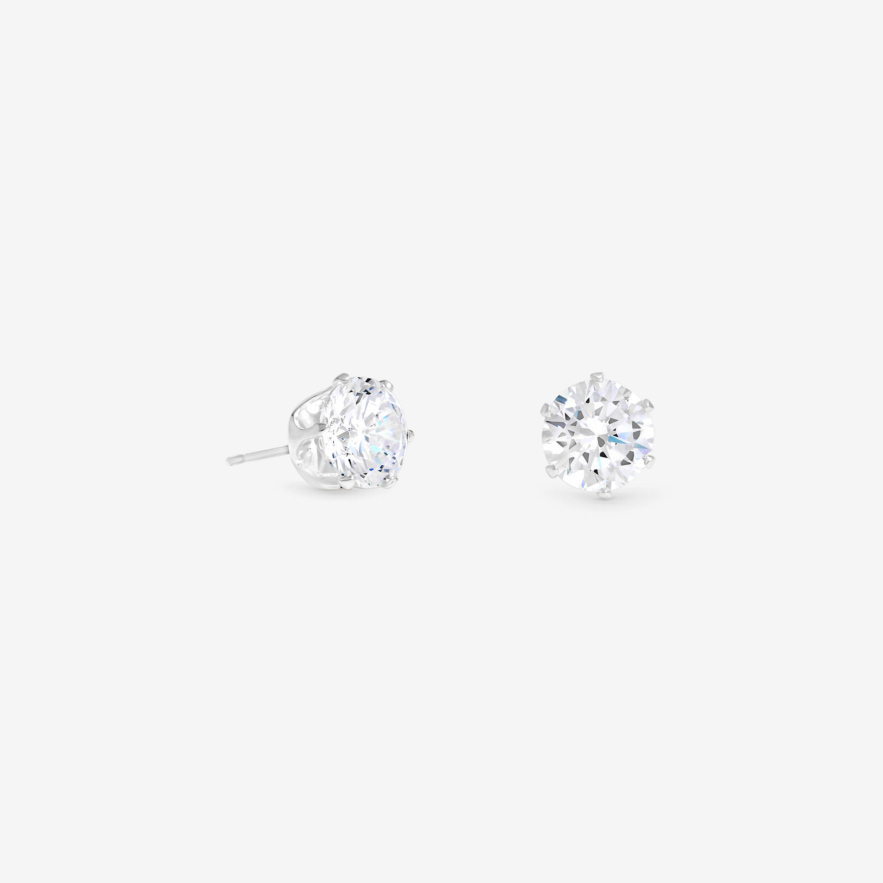 Silver - Mood - Silver Plate Claw Set Crystal Stud Earrings