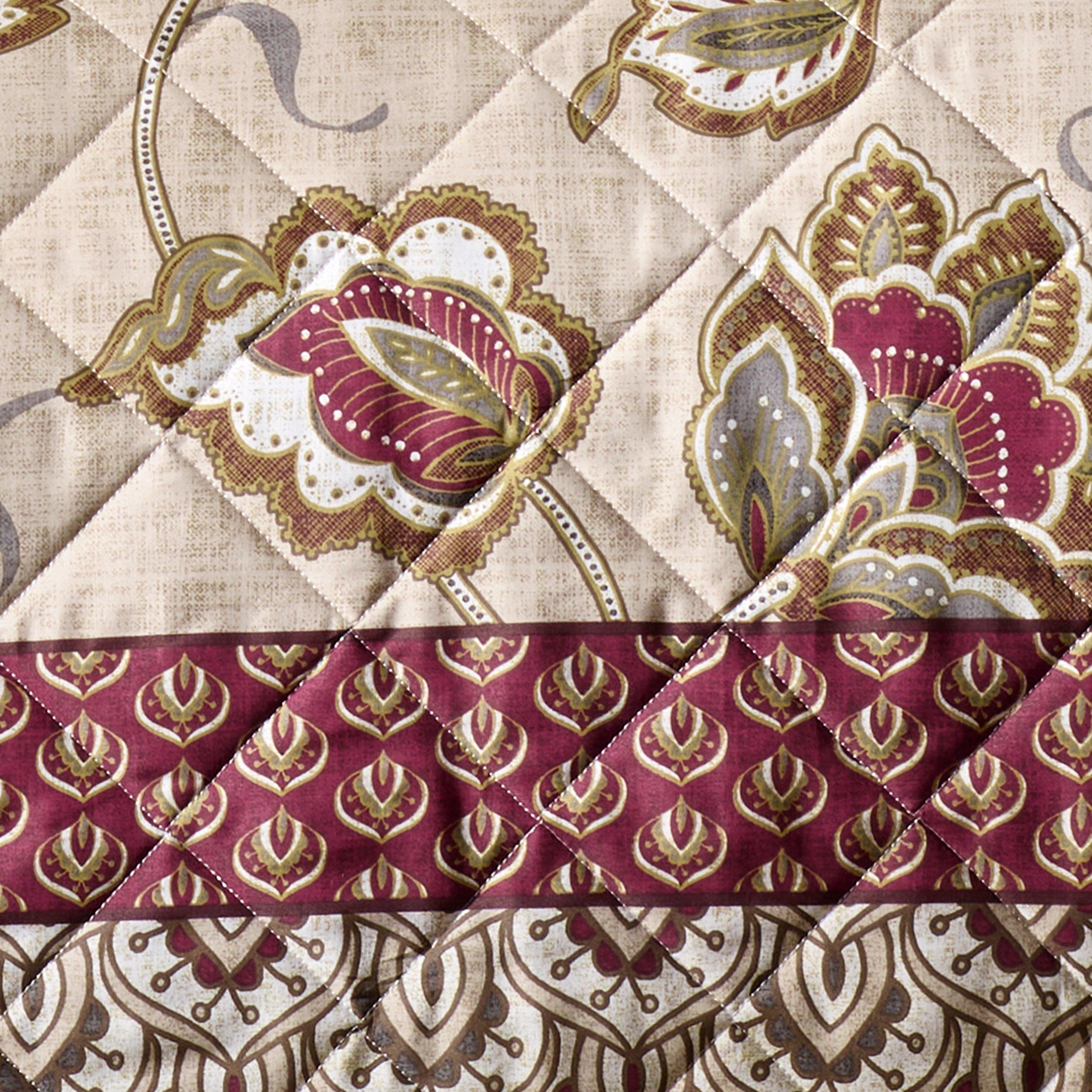 Natural - Catherine Lansfield - Paisley Floral Reversible Bedspread - 2