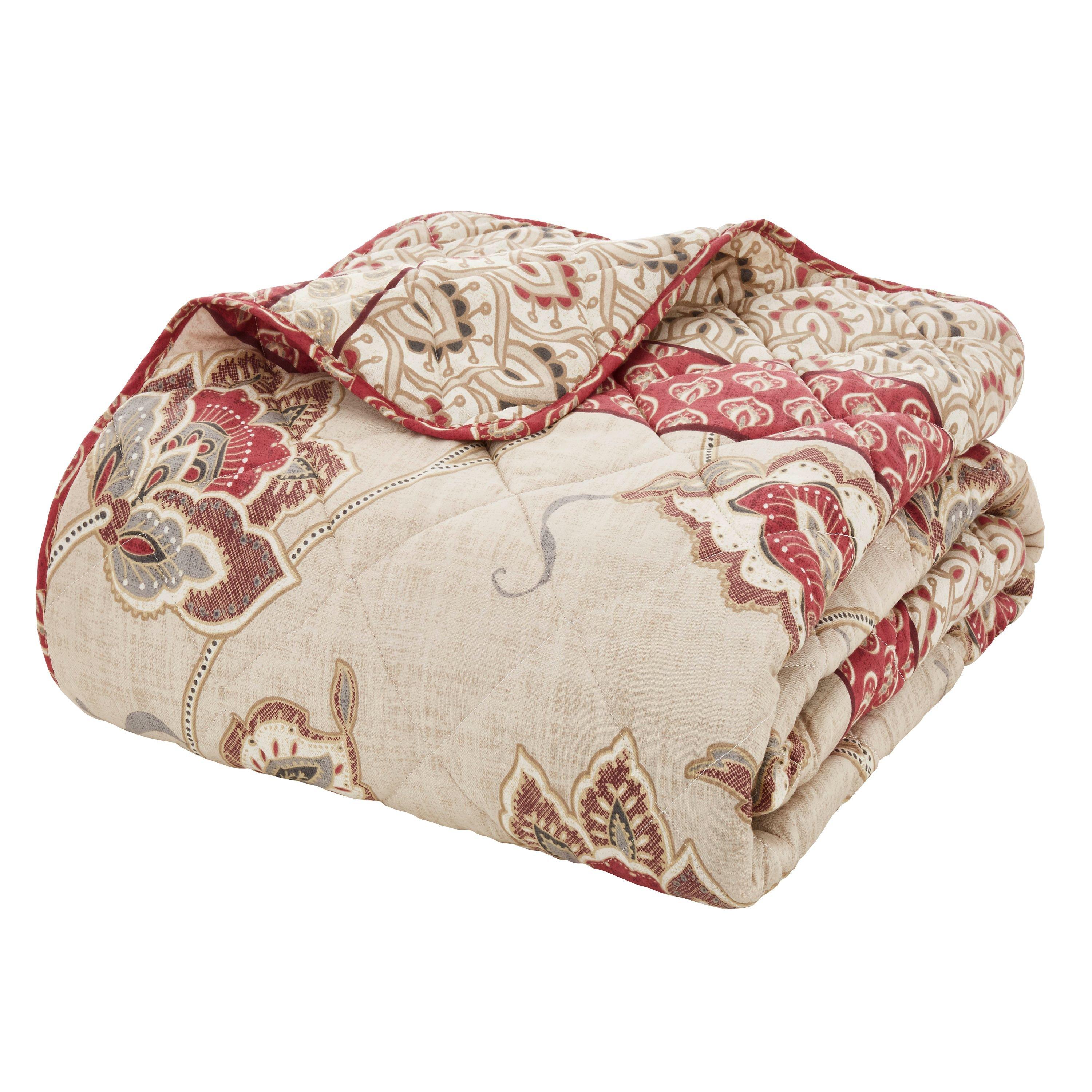 Natural - Catherine Lansfield - Paisley Floral Reversible Bedspread - 4