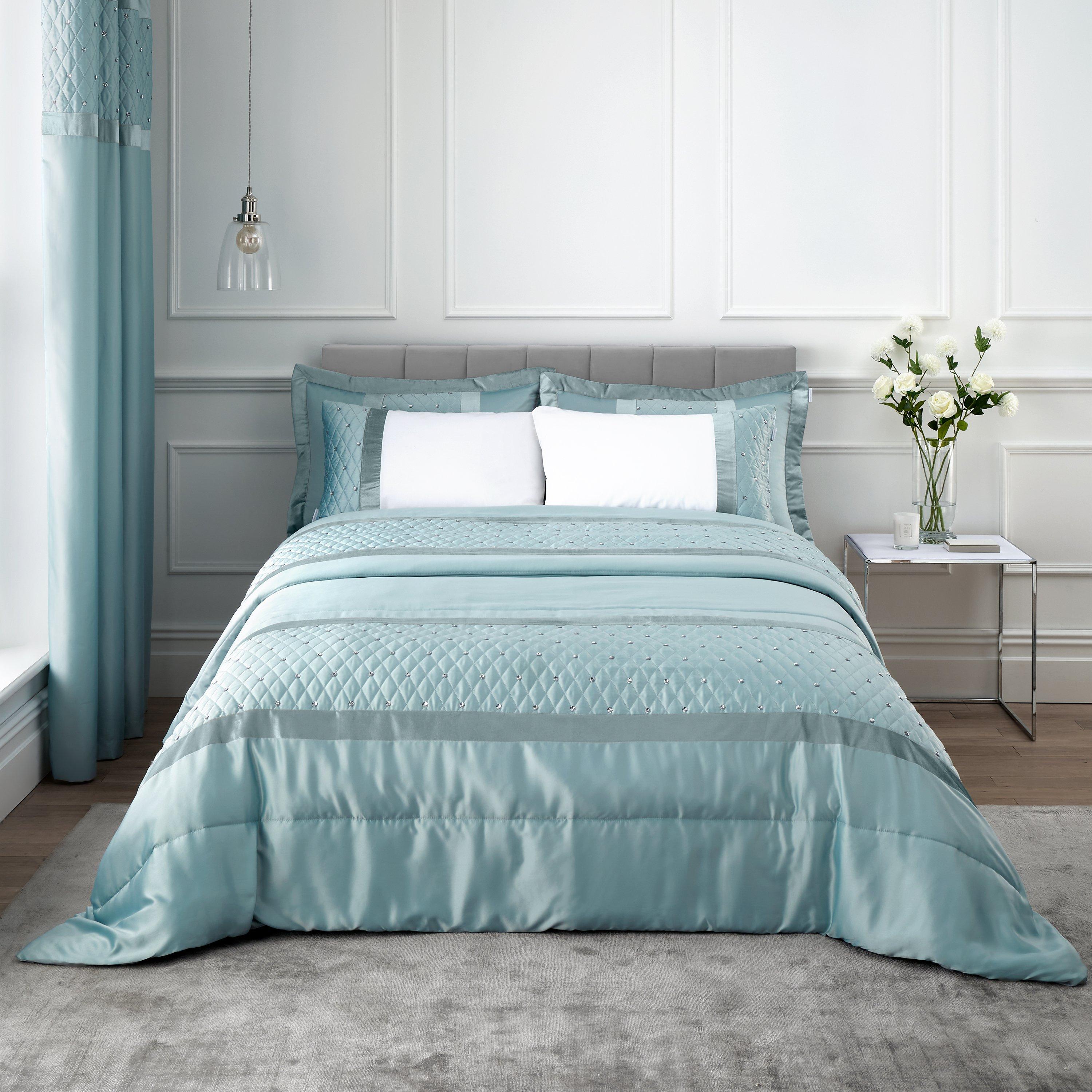 Catherine Lansfield Sequin Cluster Bedspread Throw - Duck Egg - Image 11