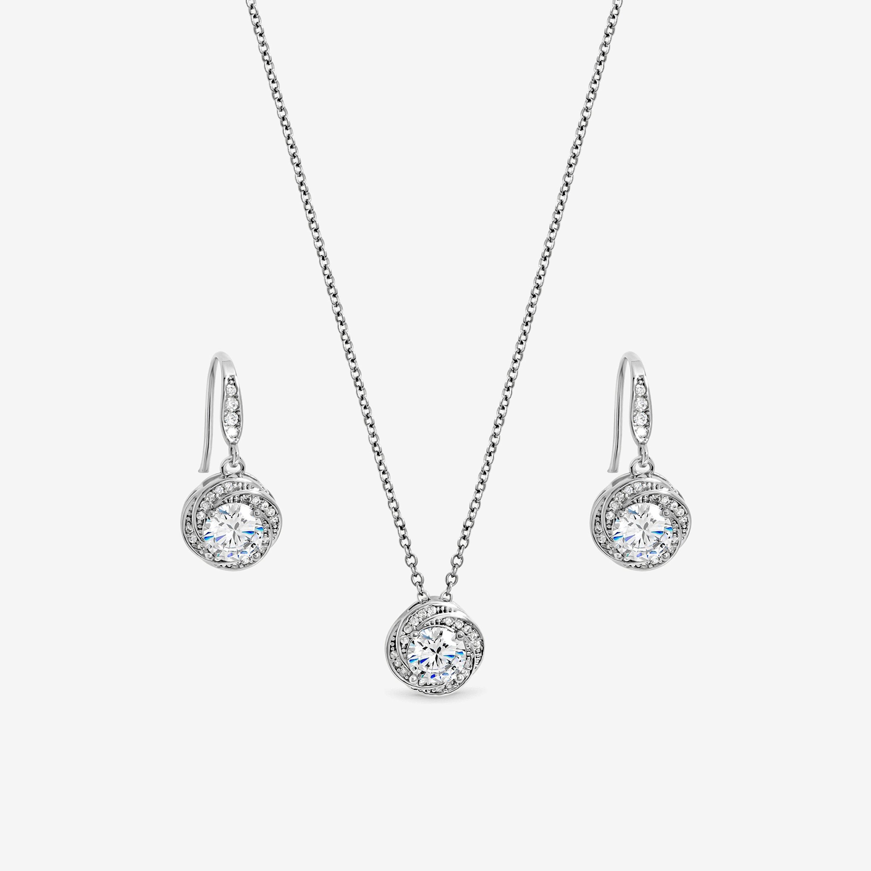 Silver - Jon Richard - Rhodium Plated And Crystal Knot Drop Box Set - 2