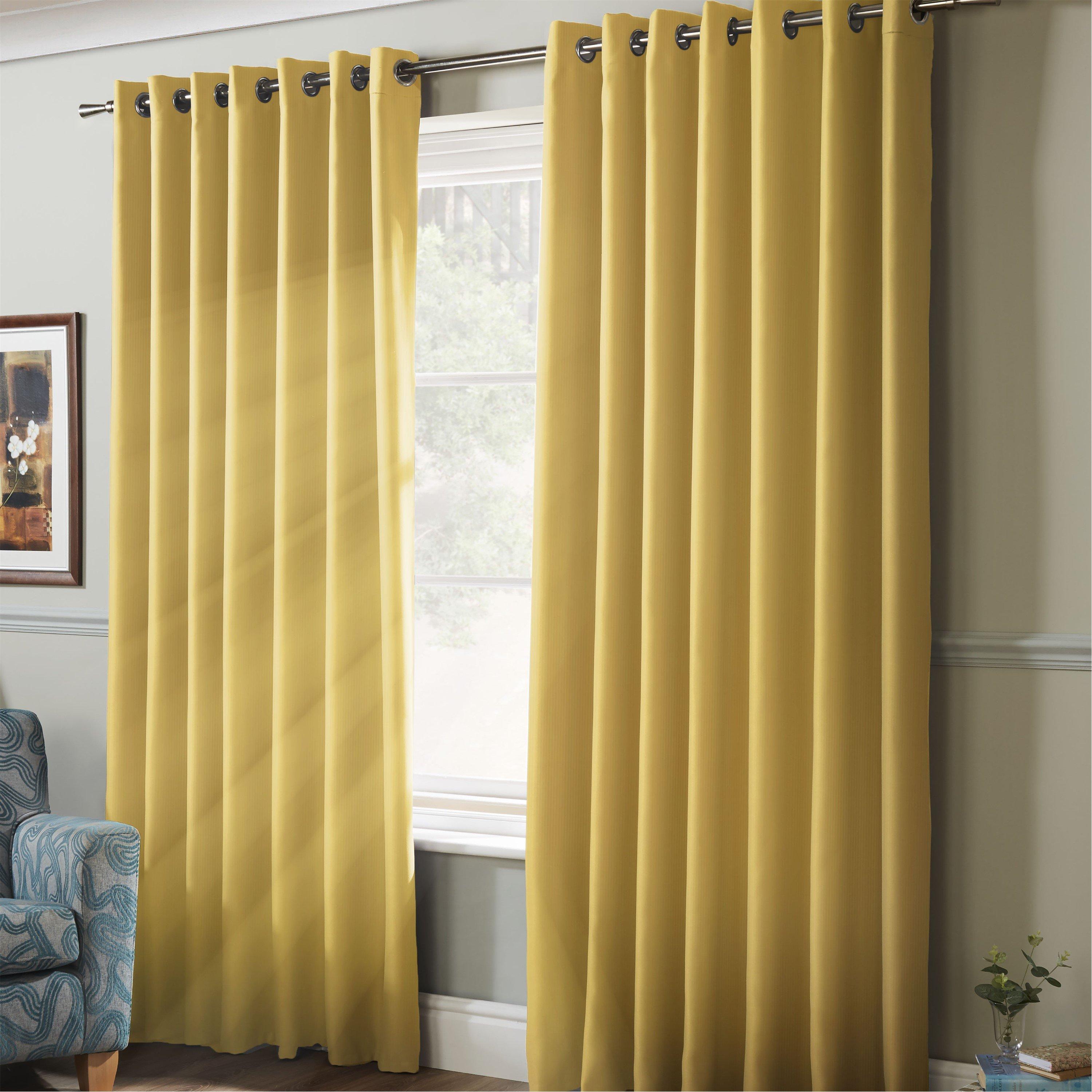 Ochre - Alan Symonds - 100% Blackout Ring Top Eyelet Curtains - 1