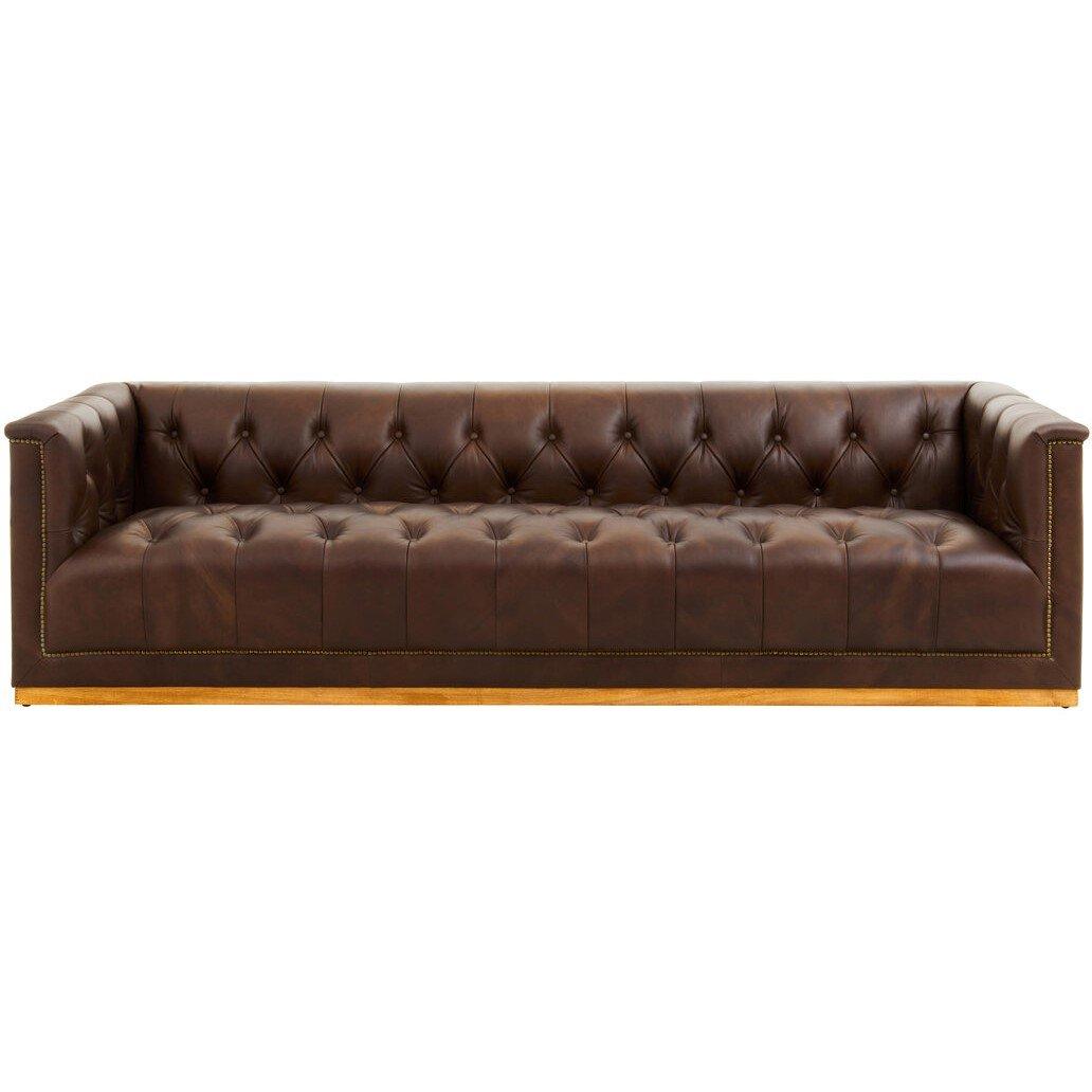 Fifty Five South  King Three Seater Tufted Leather Sofa - Brown