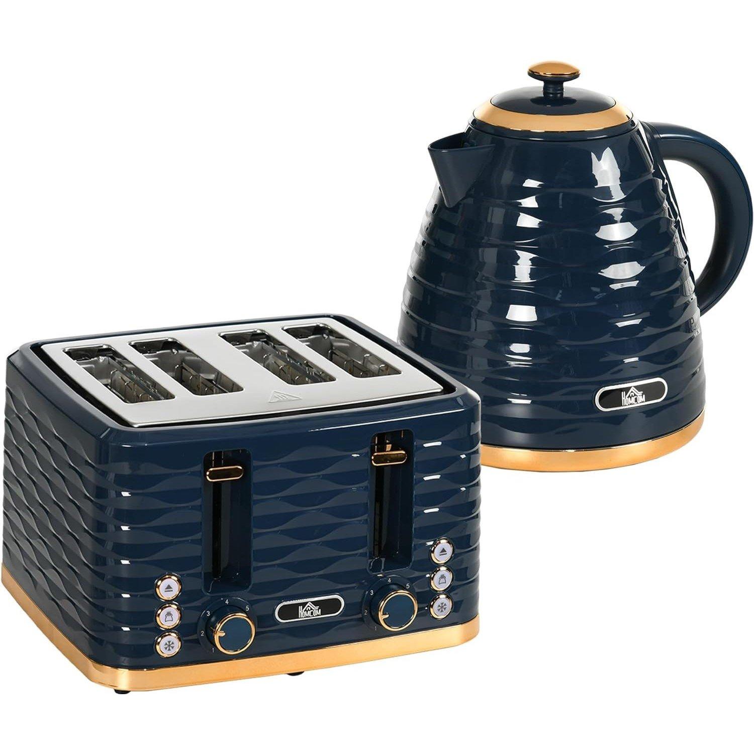 Blue - HOMCOM - Kettle and 4 Slice Toaster Set - 1
