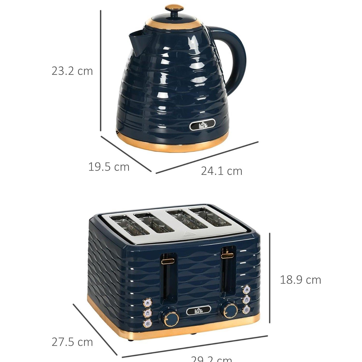 Blue - HOMCOM - Kettle and 4 Slice Toaster Set - 5