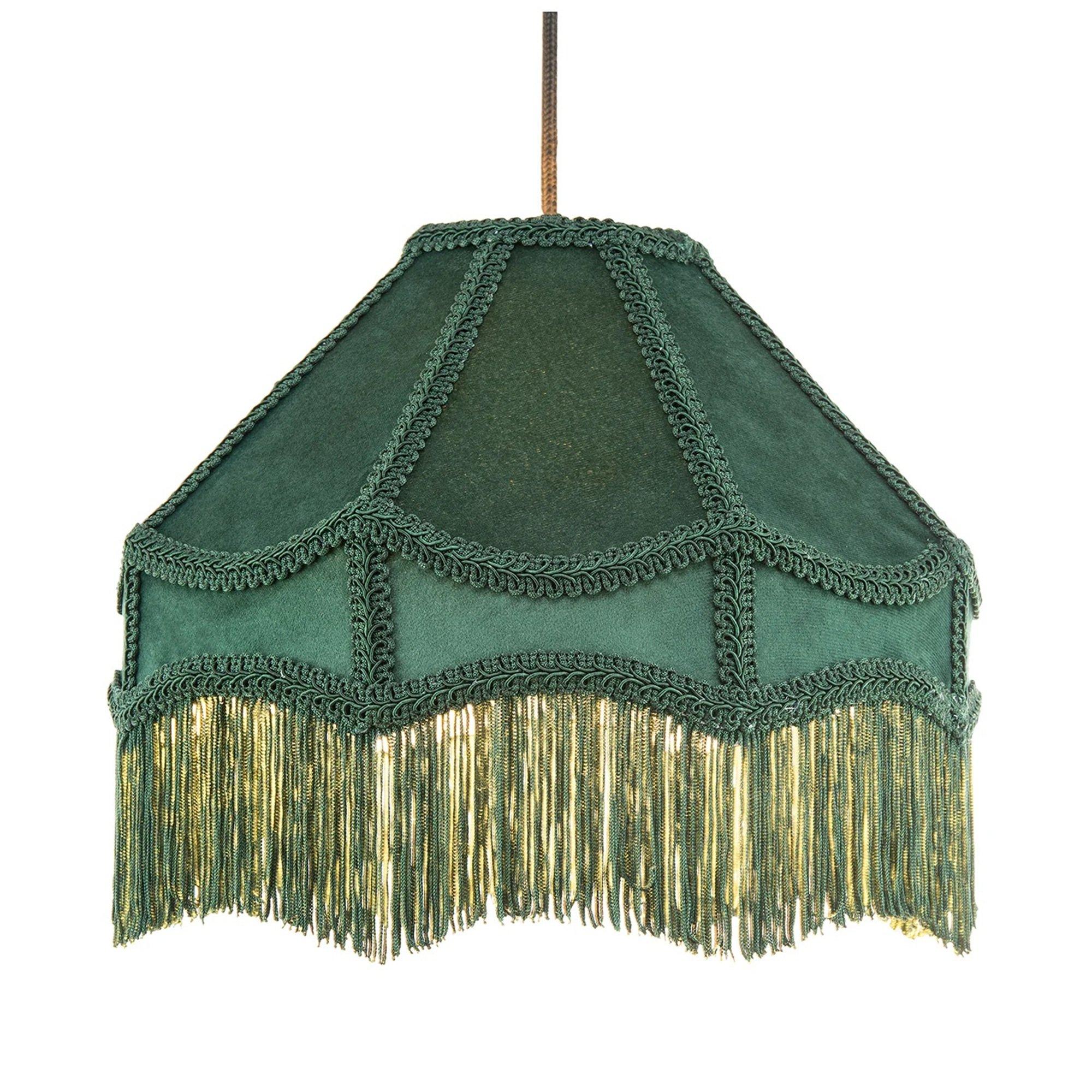 Dark Green - K Living - Tassle 10 Inch Dark Green Traditional Shade with T - 2