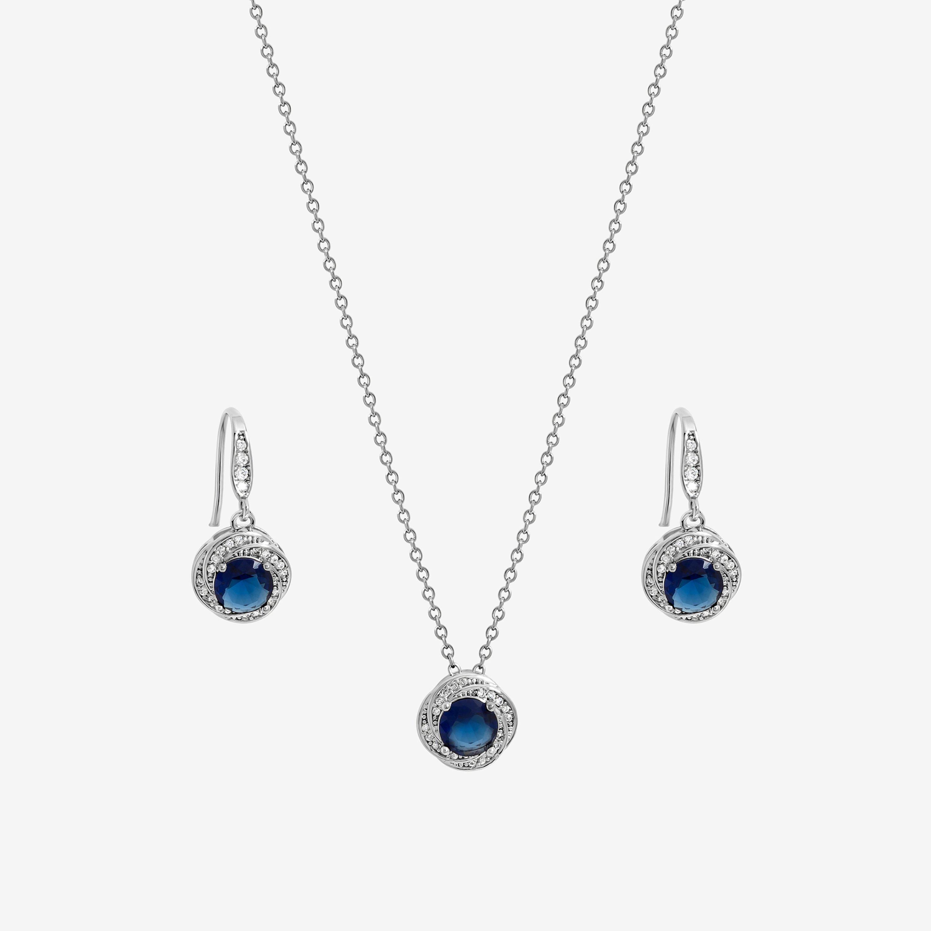 Silver - Jon Richard - Rhodium Plated And Sapphire Box Set - 2