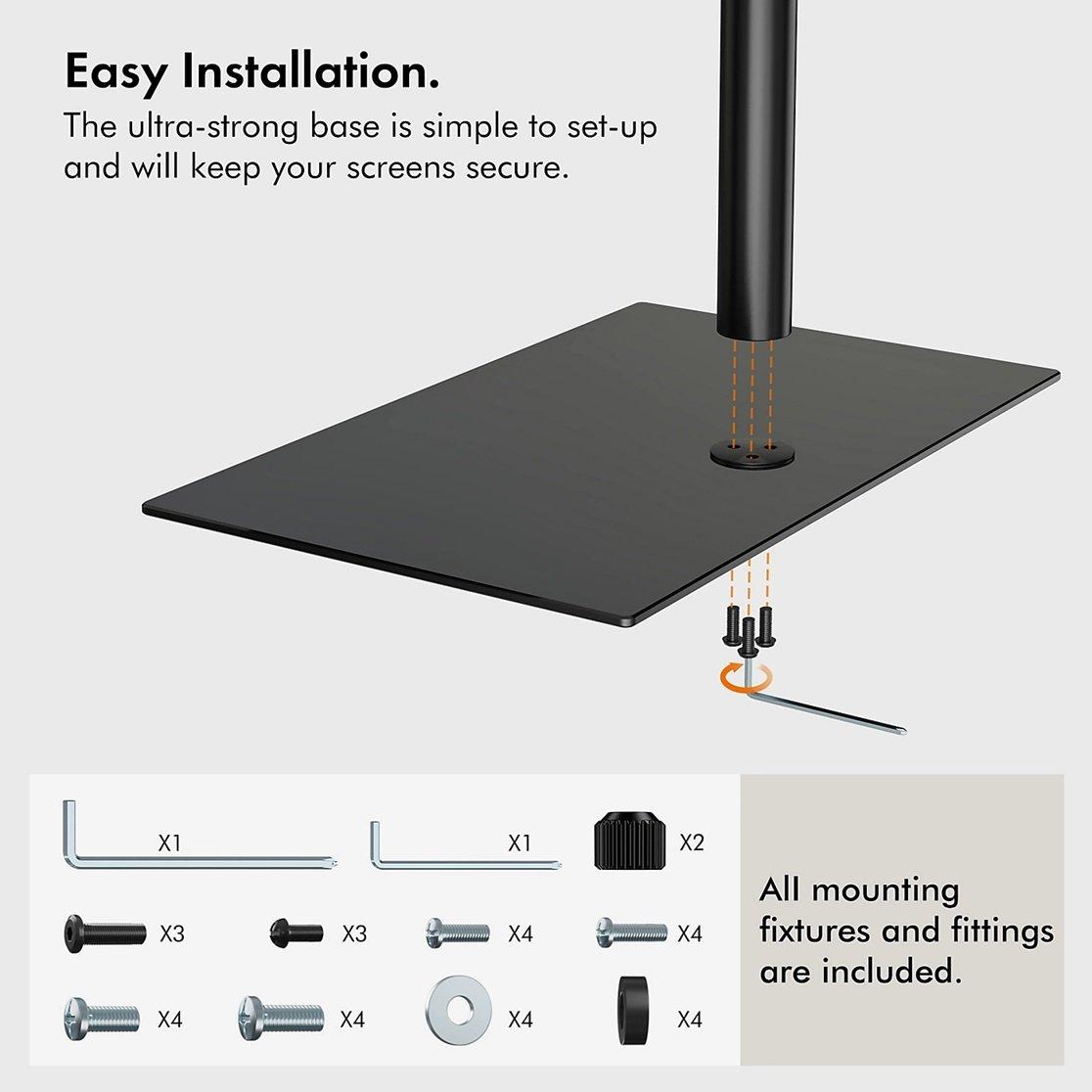 Black - VonHaus - Dual Monitor Stand With Glass Base - 6