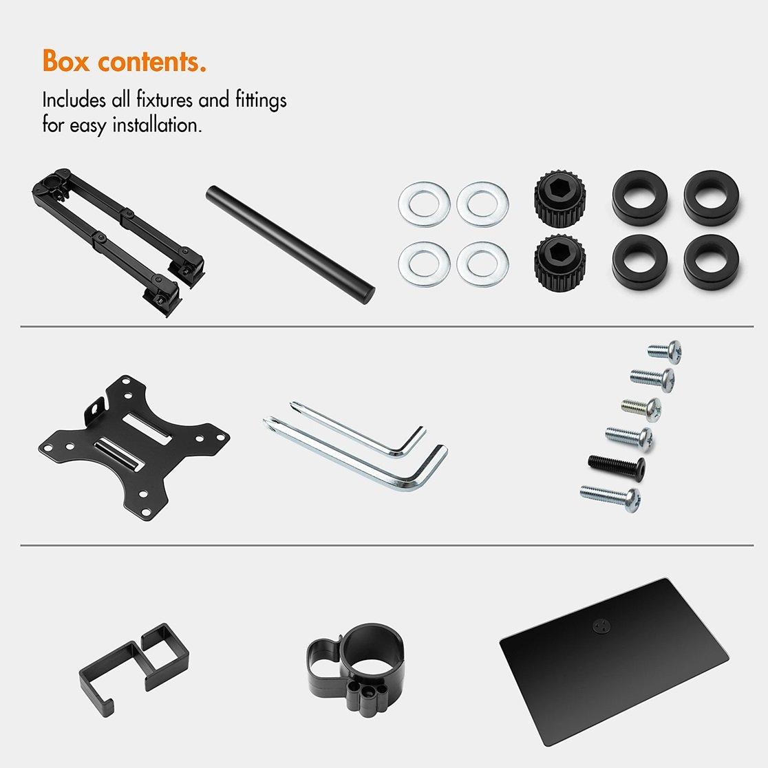 Black - VonHaus - Dual Monitor Stand With Glass Base - 7