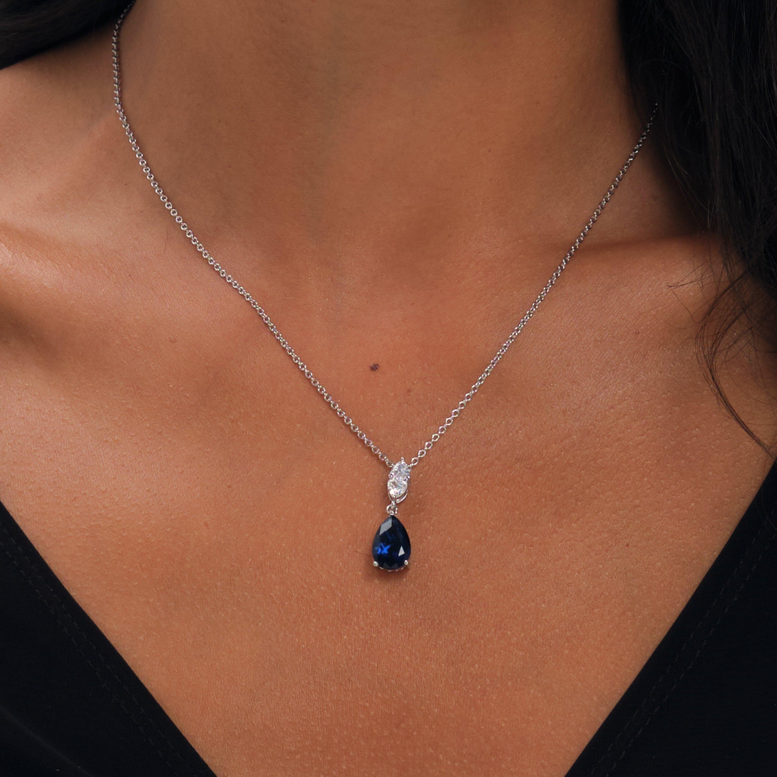 Silver - Jon Richard - Rhodium Plated And Sapphire Peardrop Box Set - 4
