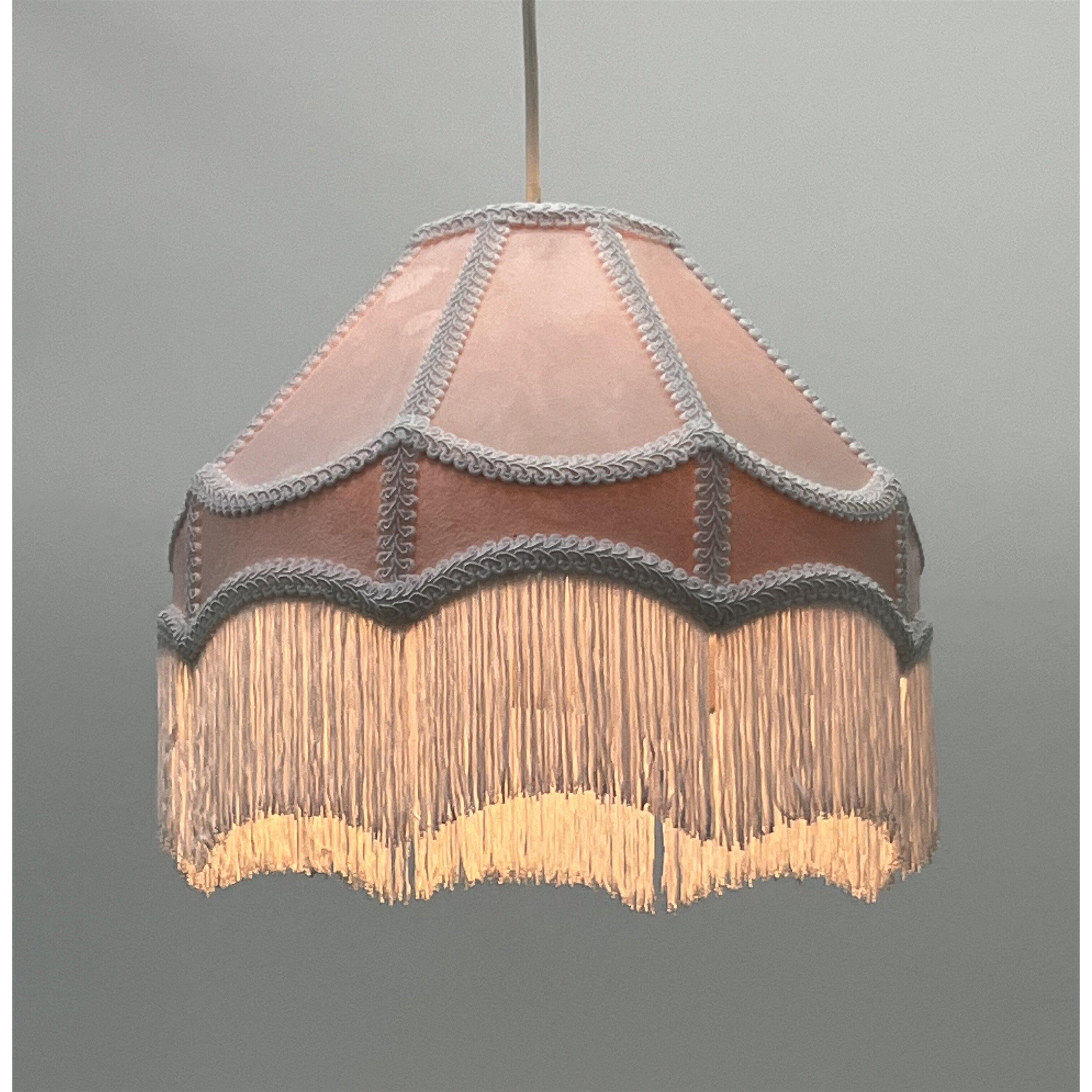 Pink - K Living - Tassle 10 Inch Pink Traditional Shade with Tassels - 2