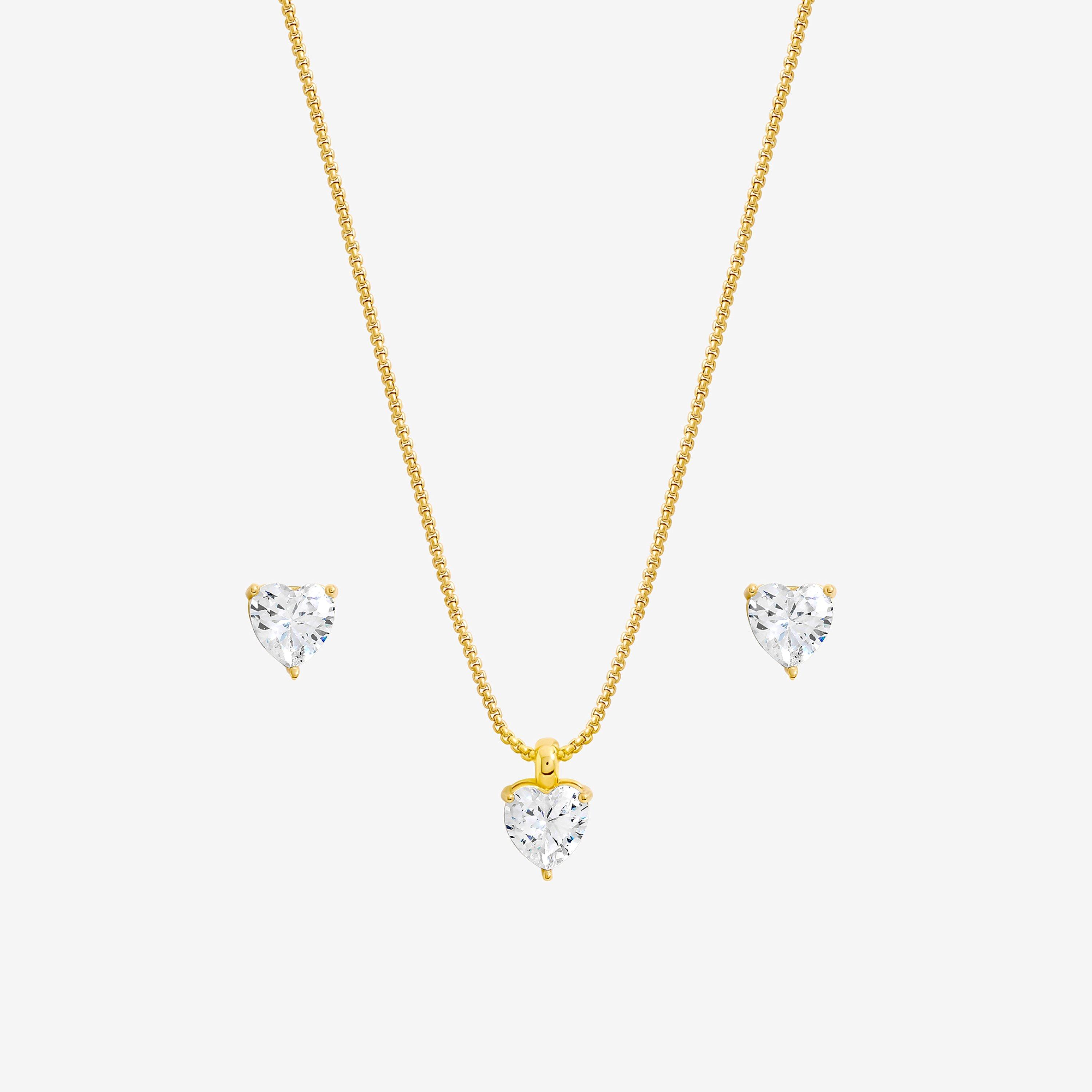 Gold - Jon Richard - Gold Plated Cubic Zirconia Heart Box Set - 2