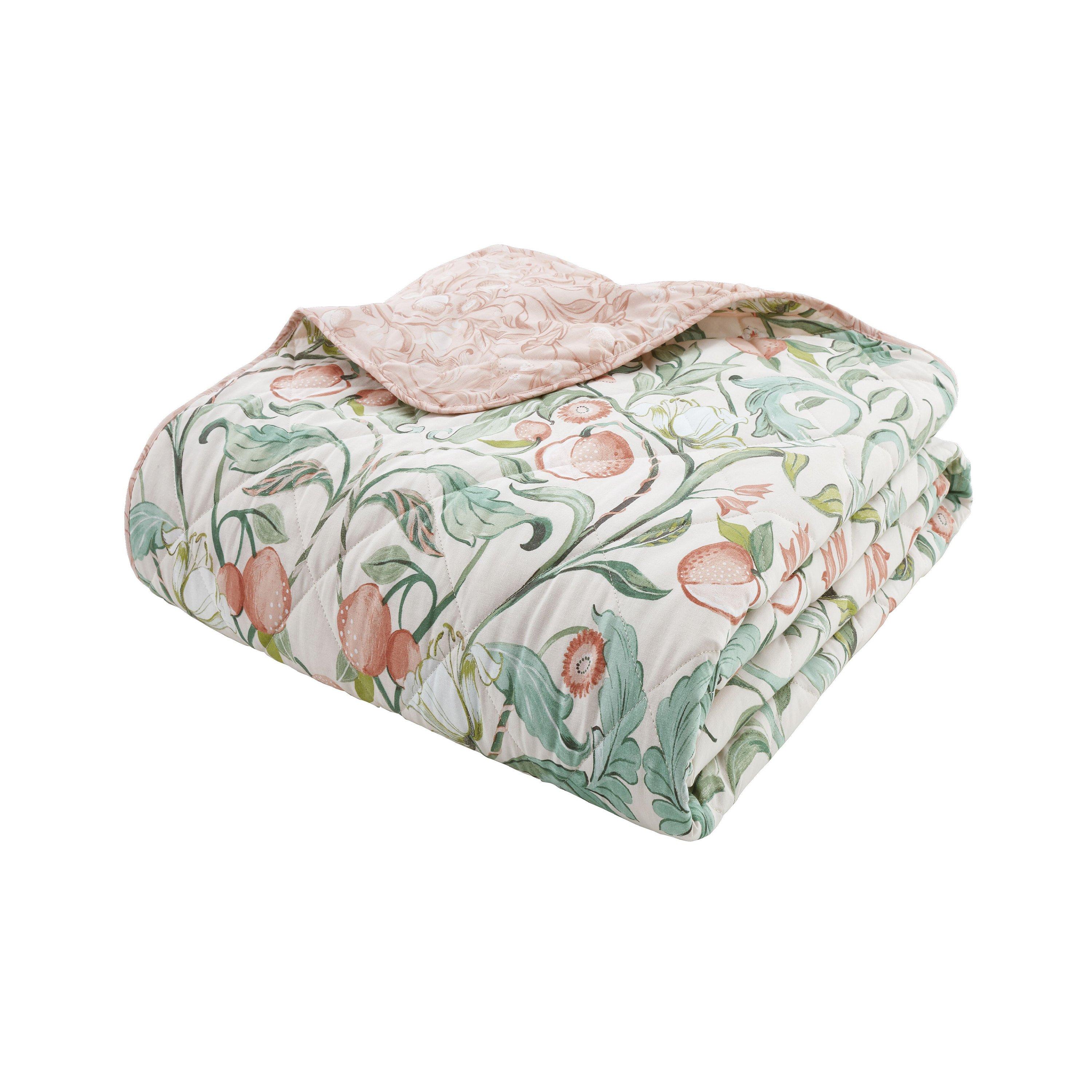 Natural - Catherine Lansfield - Floral Reversible Quilted Bedspread - 3