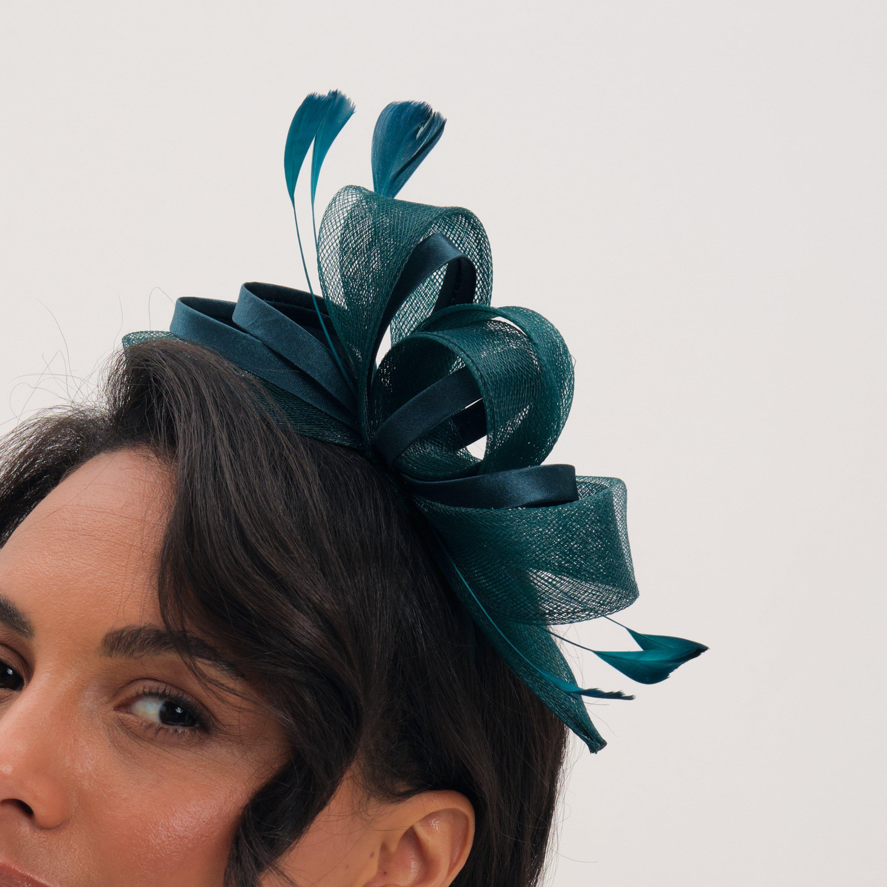 Green - Jon Richard - Emerald Medium Fascinator Headband - 2