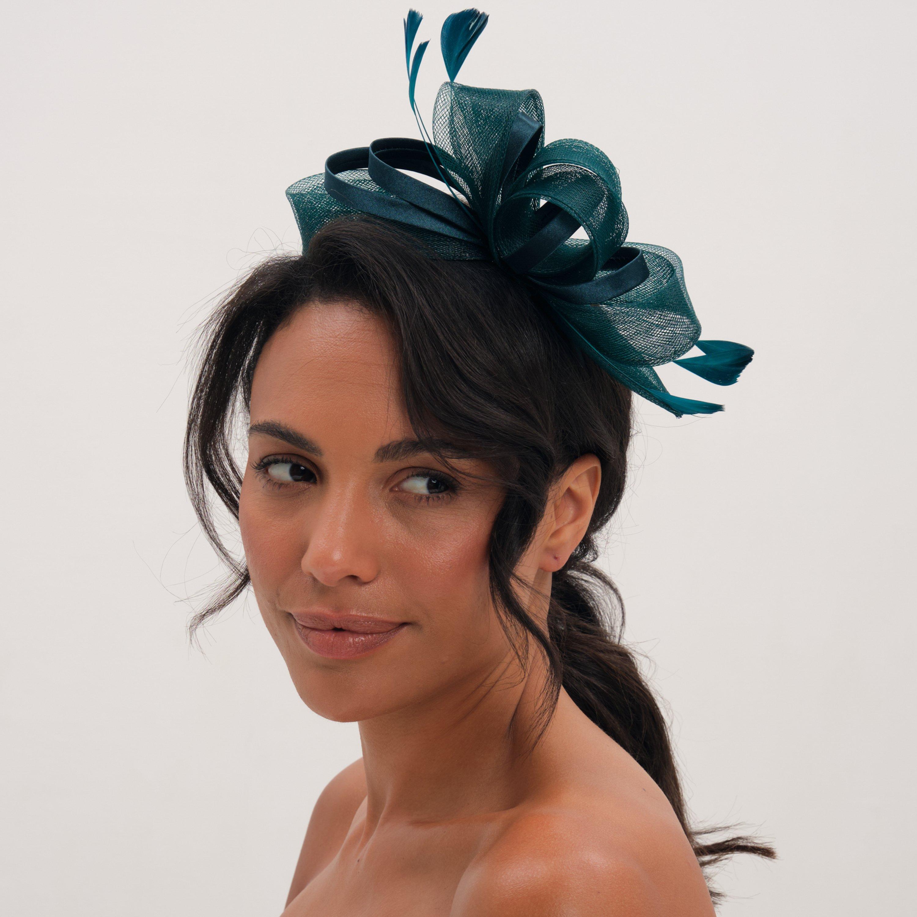 Green - Jon Richard - Emerald Medium Fascinator Headband - 3