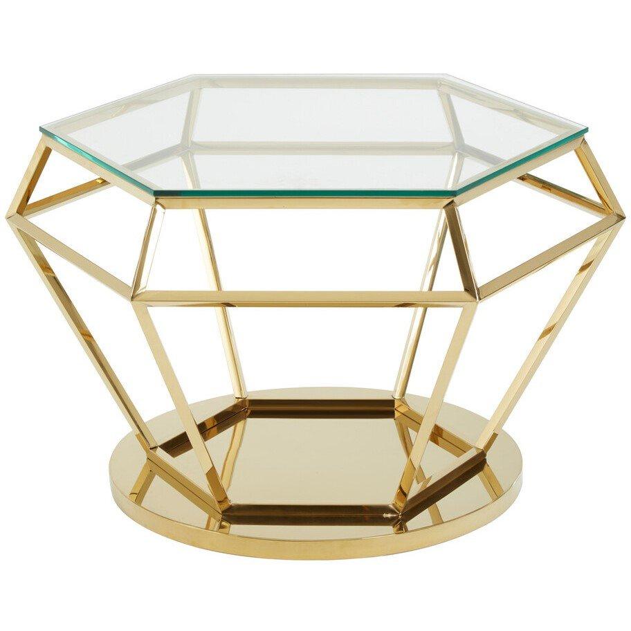 Gold - Interiors by Premier - Allure Large Gold Finish Diamond End Table - 1