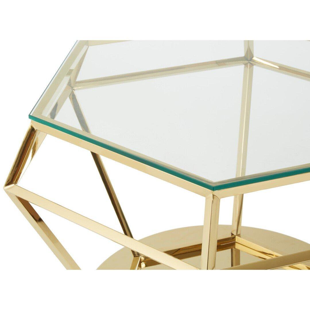 Gold - Interiors by Premier - Allure Large Gold Finish Diamond End Table - 3