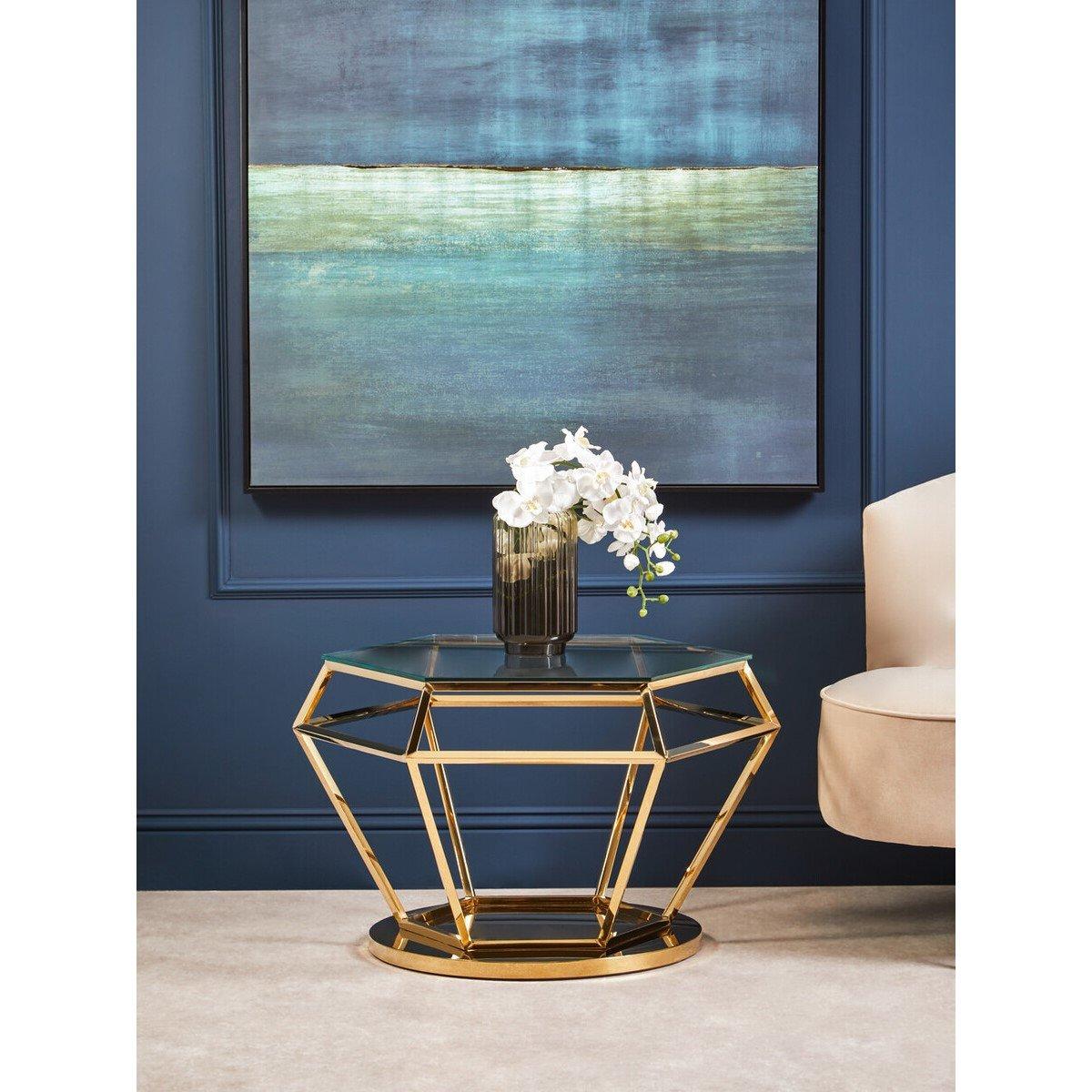 Gold - Interiors by Premier - Allure Large Gold Finish Diamond End Table - 5