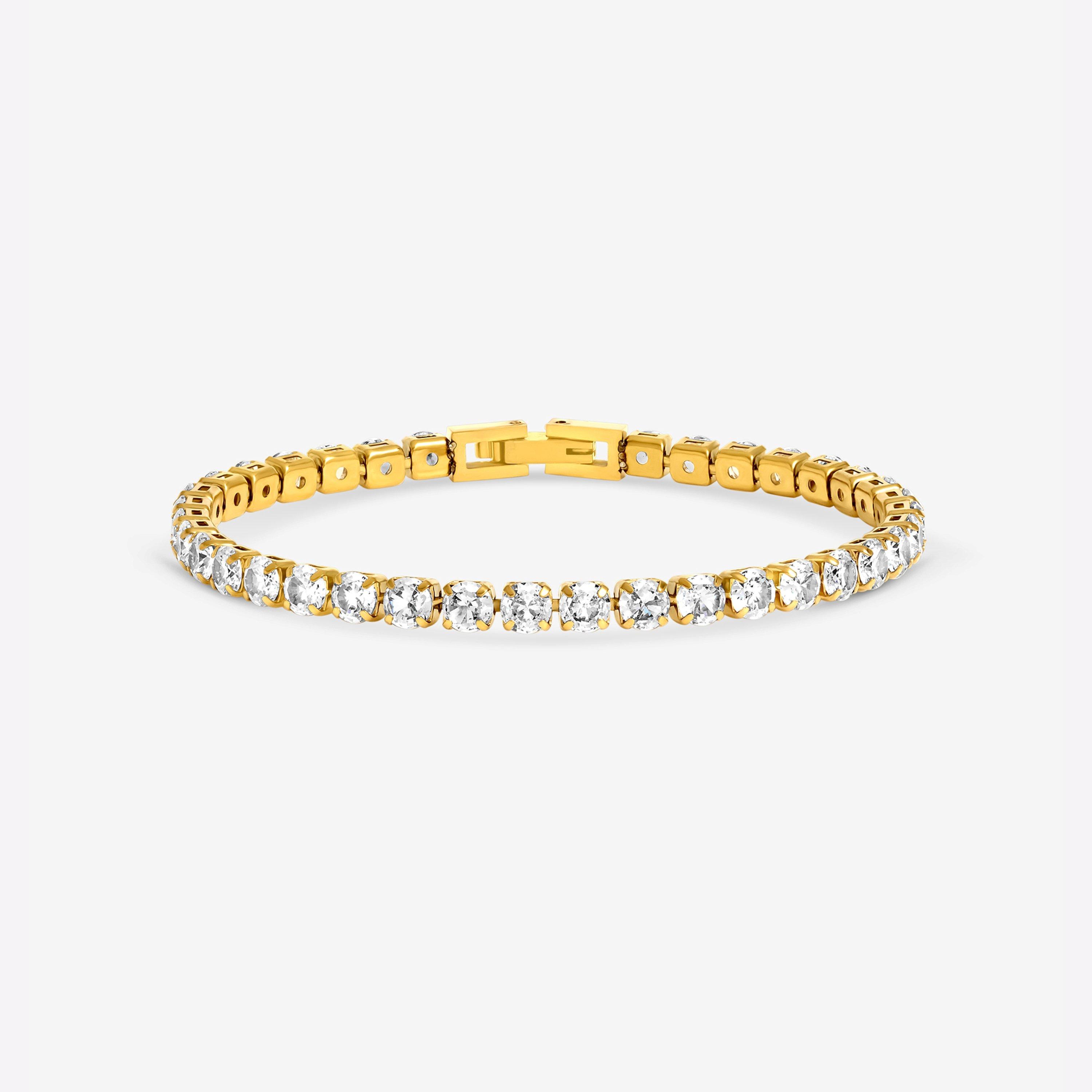Gold - Jon Richard - Gold Plated 4mm Tennis Stainless Steel Bracelet