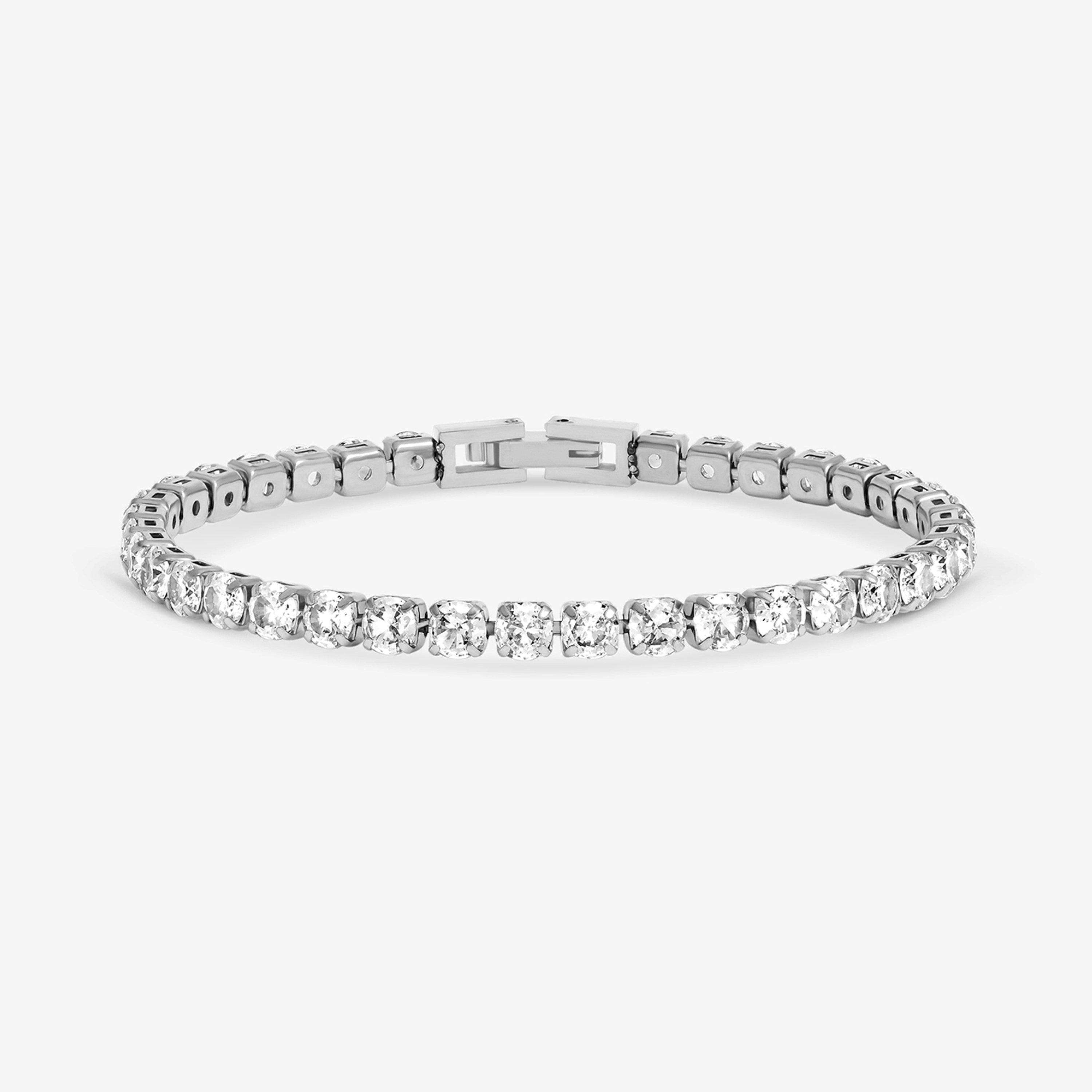 Silver - Jon Richard - Silver Plated 4mm Tennis Stainless Steel Bracelet