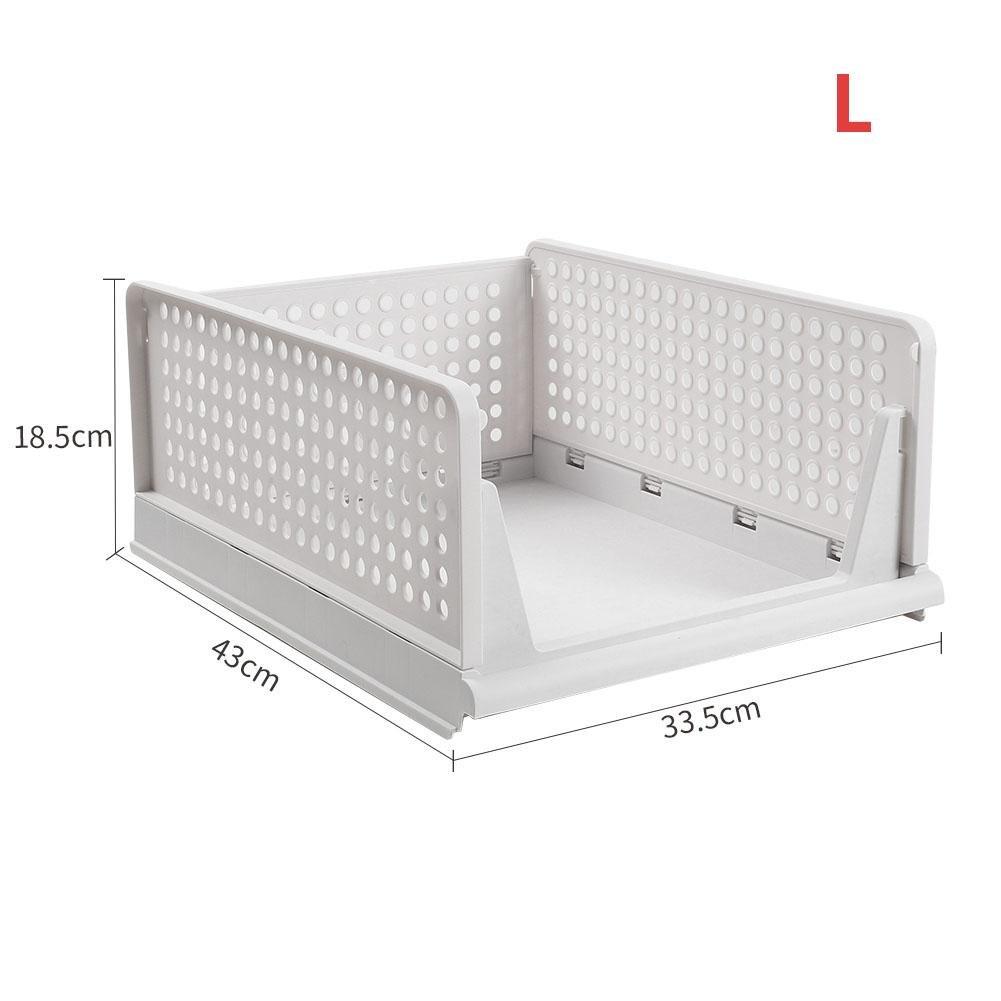 Off White - LIFE IDEAS - 2pcs Foldable Stackable Drawer Storage Basket - 2
