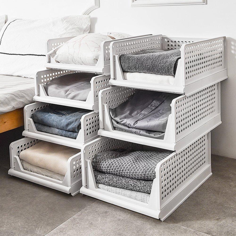 Off White - LIFE IDEAS - 2pcs Foldable Stackable Drawer Storage Basket - 11