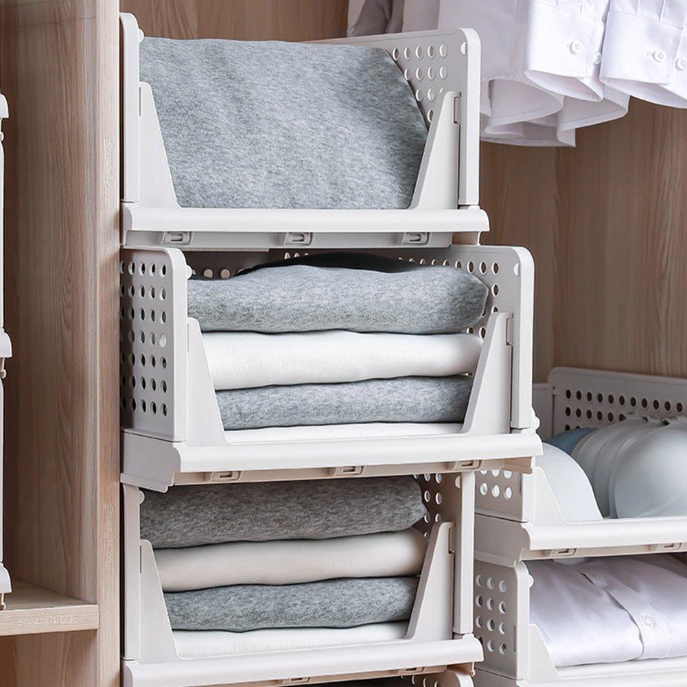 Off White - LIFE IDEAS - 2pcs Foldable Stackable Drawer Storage Basket - 12