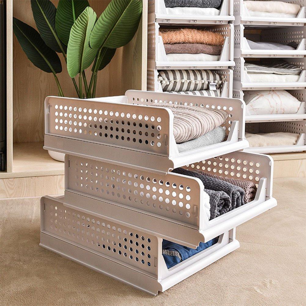 Off White - LIFE IDEAS - 2pcs Foldable Stackable Drawer Storage Basket - 15