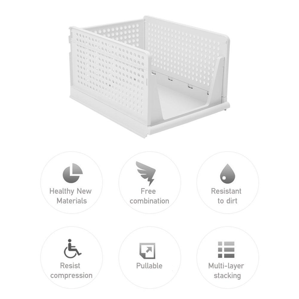 Off White - LIFE IDEAS - 2pcs Foldable Stackable Drawer Storage Basket - 9