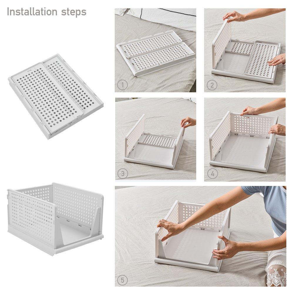 Off White - LIFE IDEAS - 2pcs Foldable Stackable Drawer Storage Basket - 10
