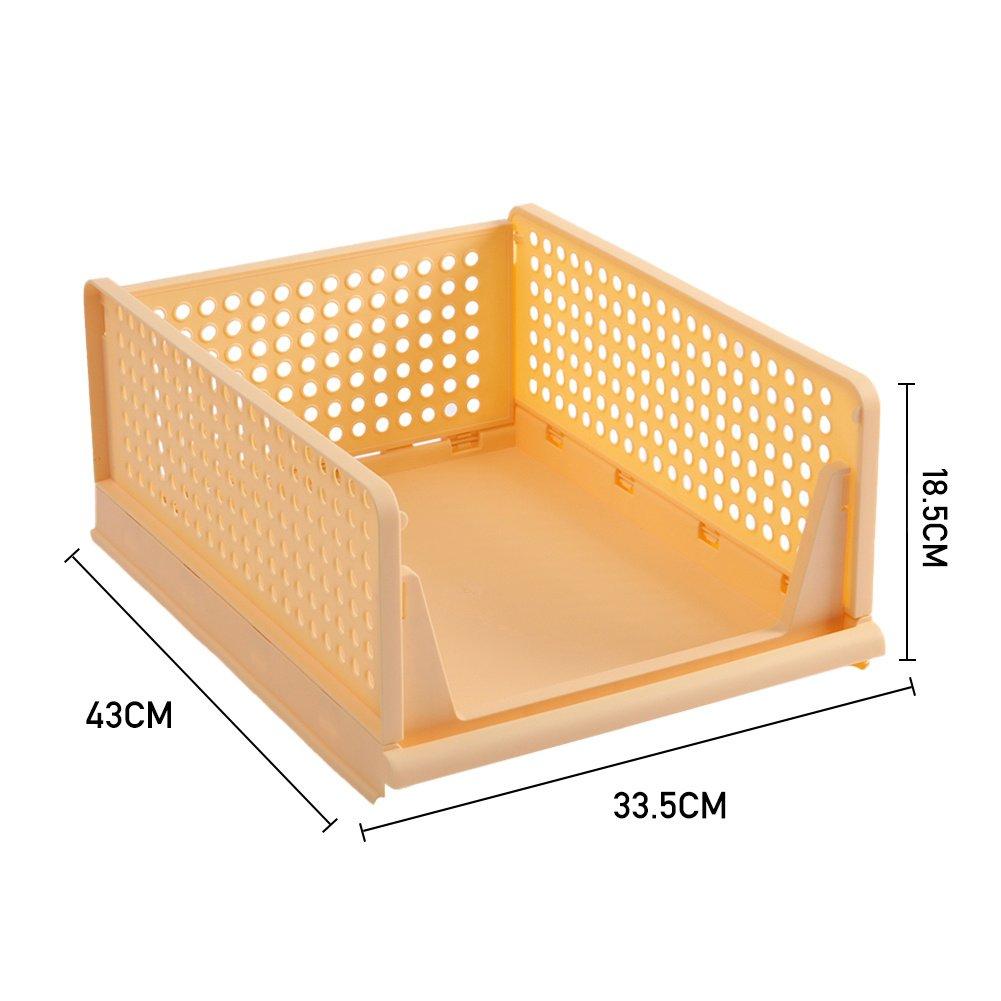 Yellow - LIFE IDEAS - 2pcs Foldable Stackable Drawer Storage Basket - 2