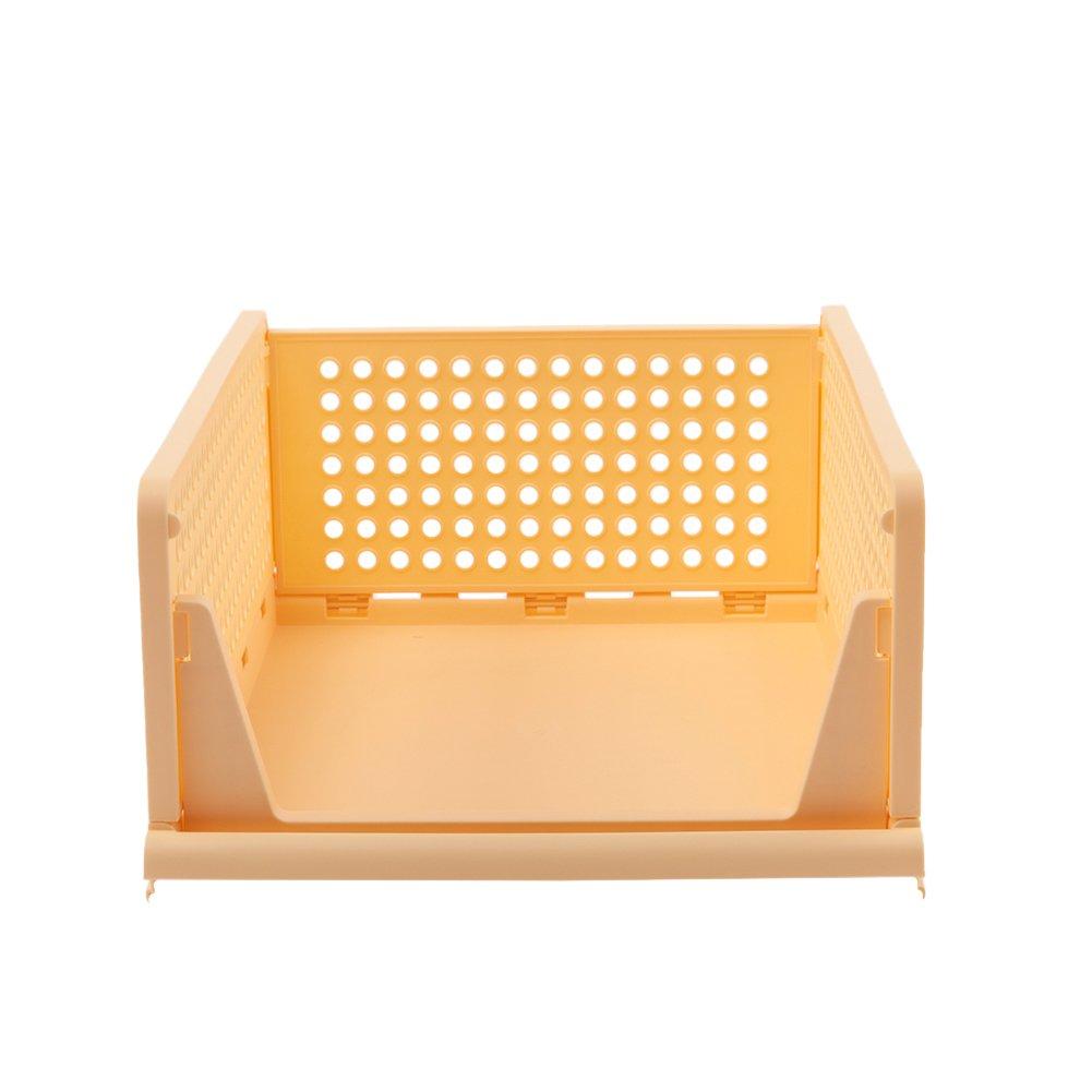Yellow - LIFE IDEAS - 2pcs Foldable Stackable Drawer Storage Basket - 4