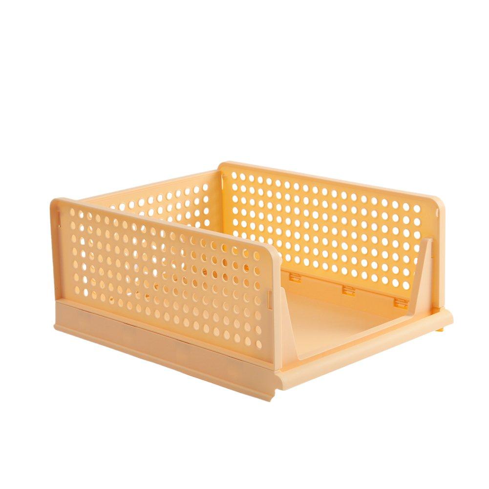 Yellow - LIFE IDEAS - 2pcs Foldable Stackable Drawer Storage Basket - 5