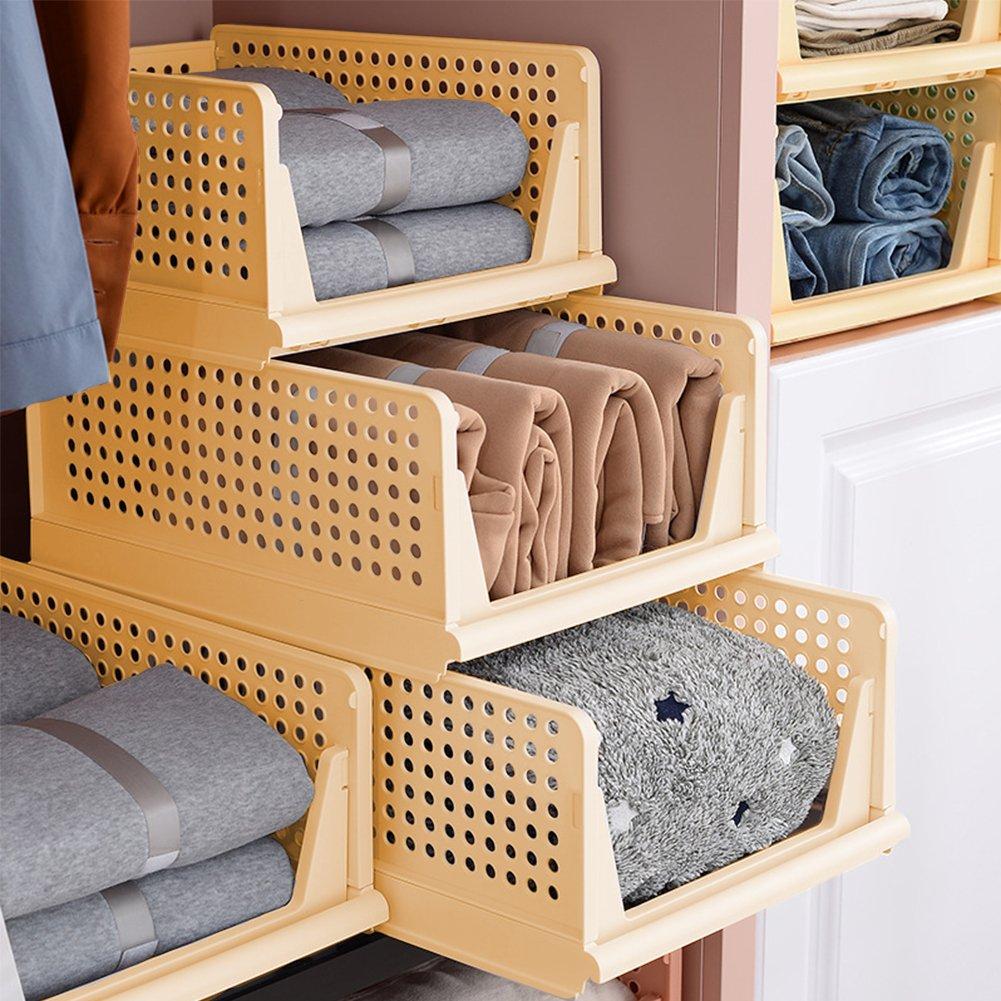 Yellow - LIFE IDEAS - 2pcs Foldable Stackable Drawer Storage Basket - 9