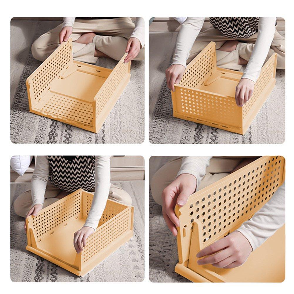 Yellow - LIFE IDEAS - 2pcs Foldable Stackable Drawer Storage Basket - 10