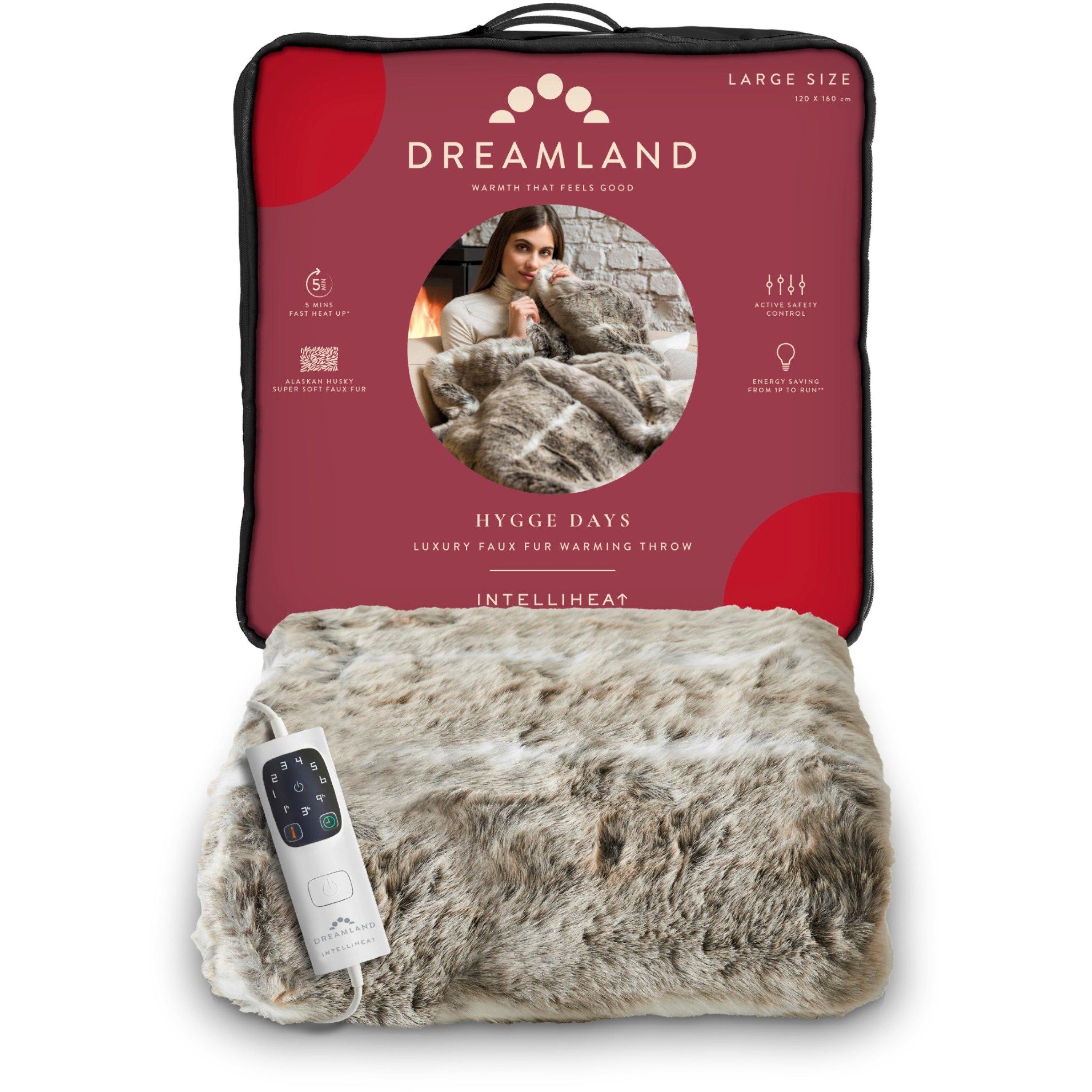 Dreamland Heated Throw - Alaskan Husky Print - Faux Fur - Grey - 120 x 160cm - Image 8