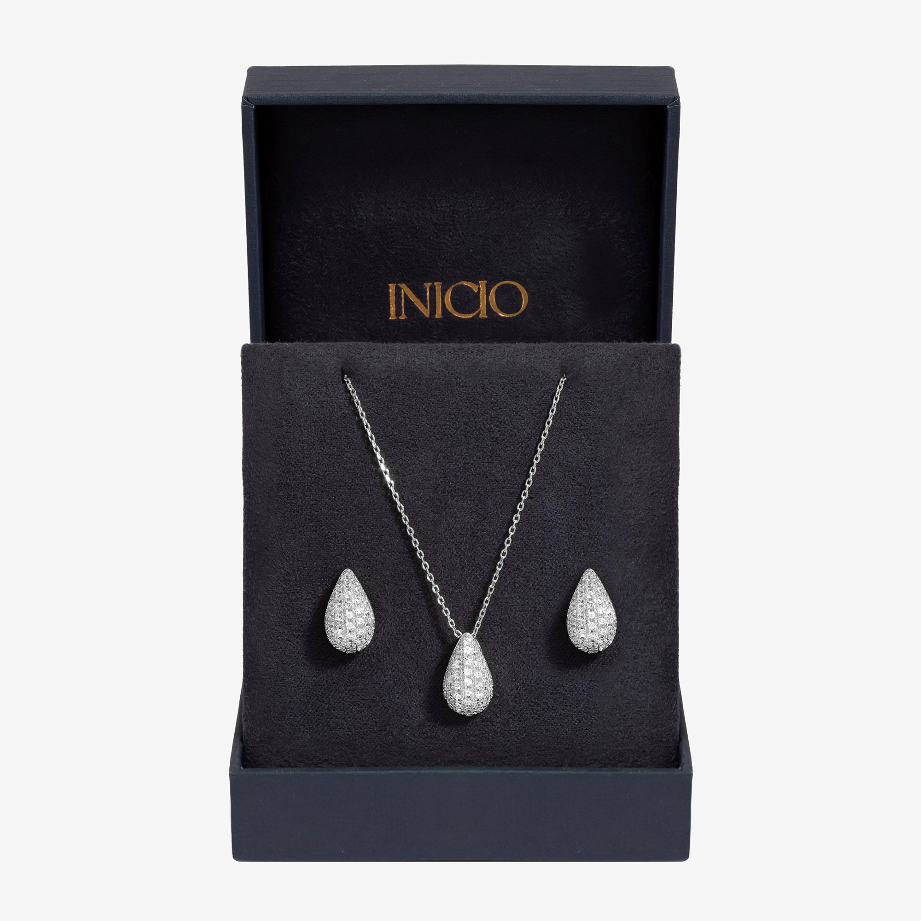Silver - Inicio - Silver Cubic Zirconia Teardrop Set - 1