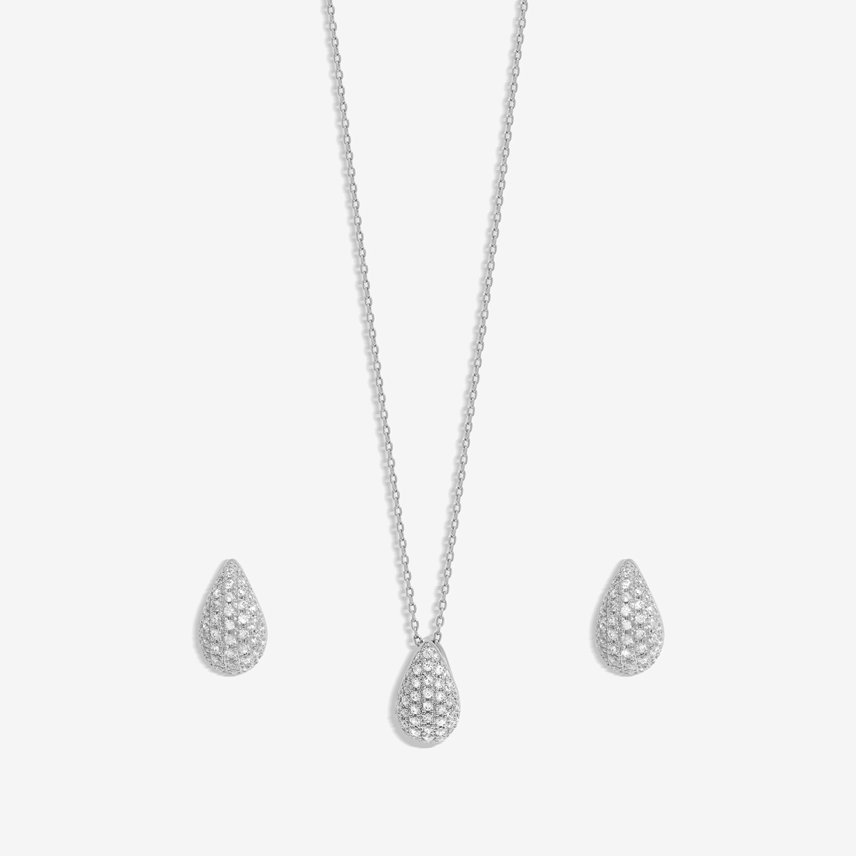 Silver - Inicio - Silver Cubic Zirconia Teardrop Set - 2