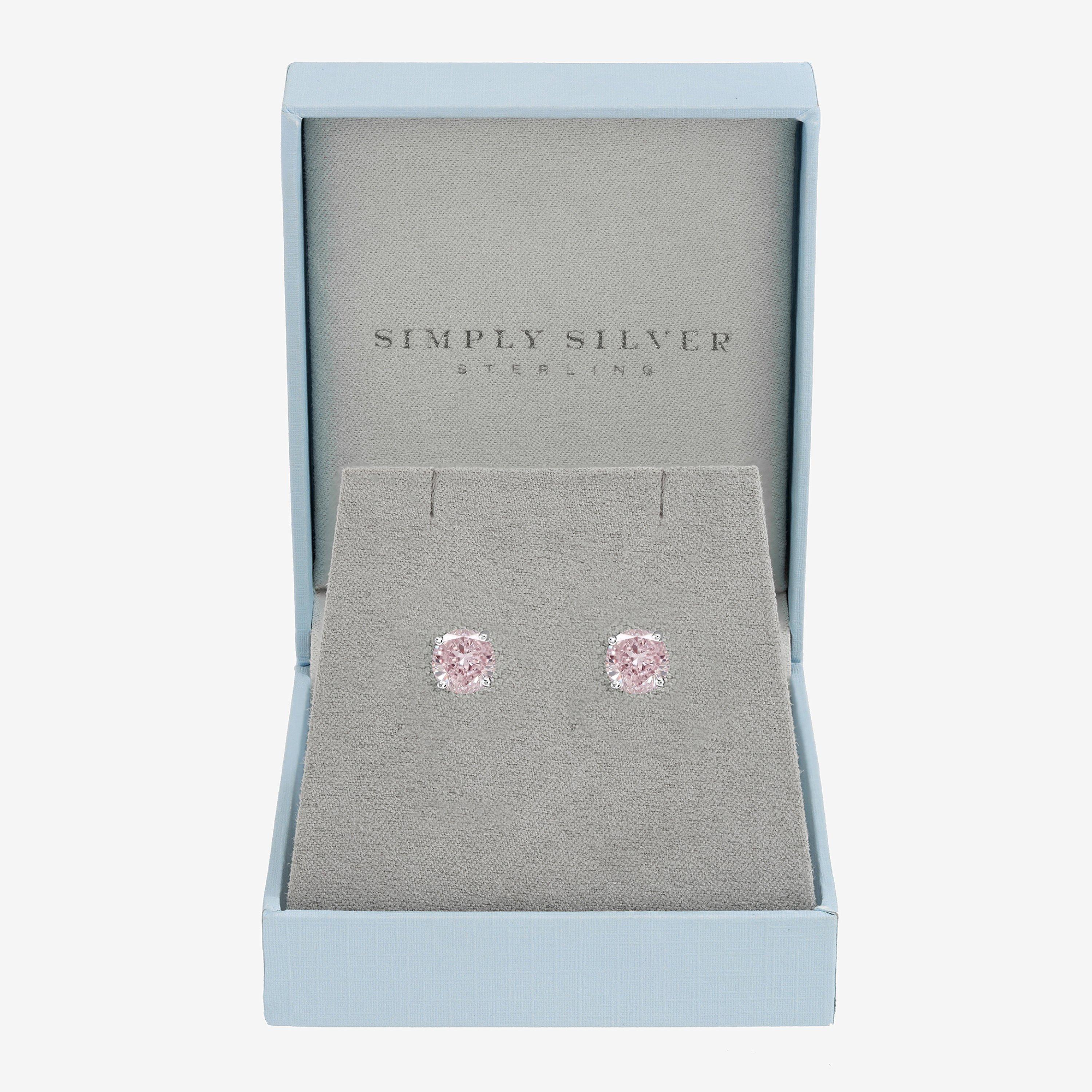 Silver - Simply Silver - 925 Sterling Silver Plated Rose Solitaire Earrings - 1