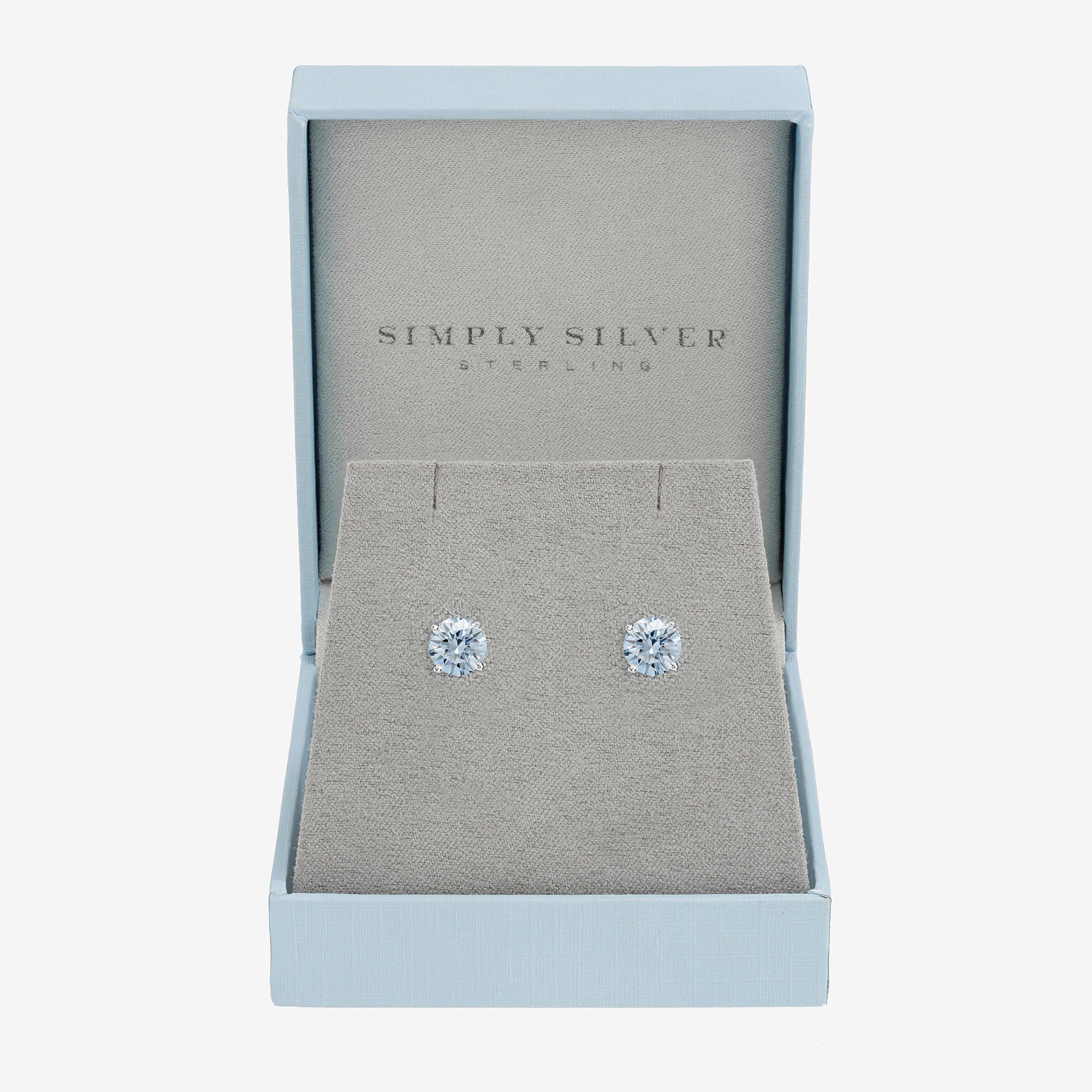 Simply Silver 925 Sterling Silver Plated Sapphire Earrings