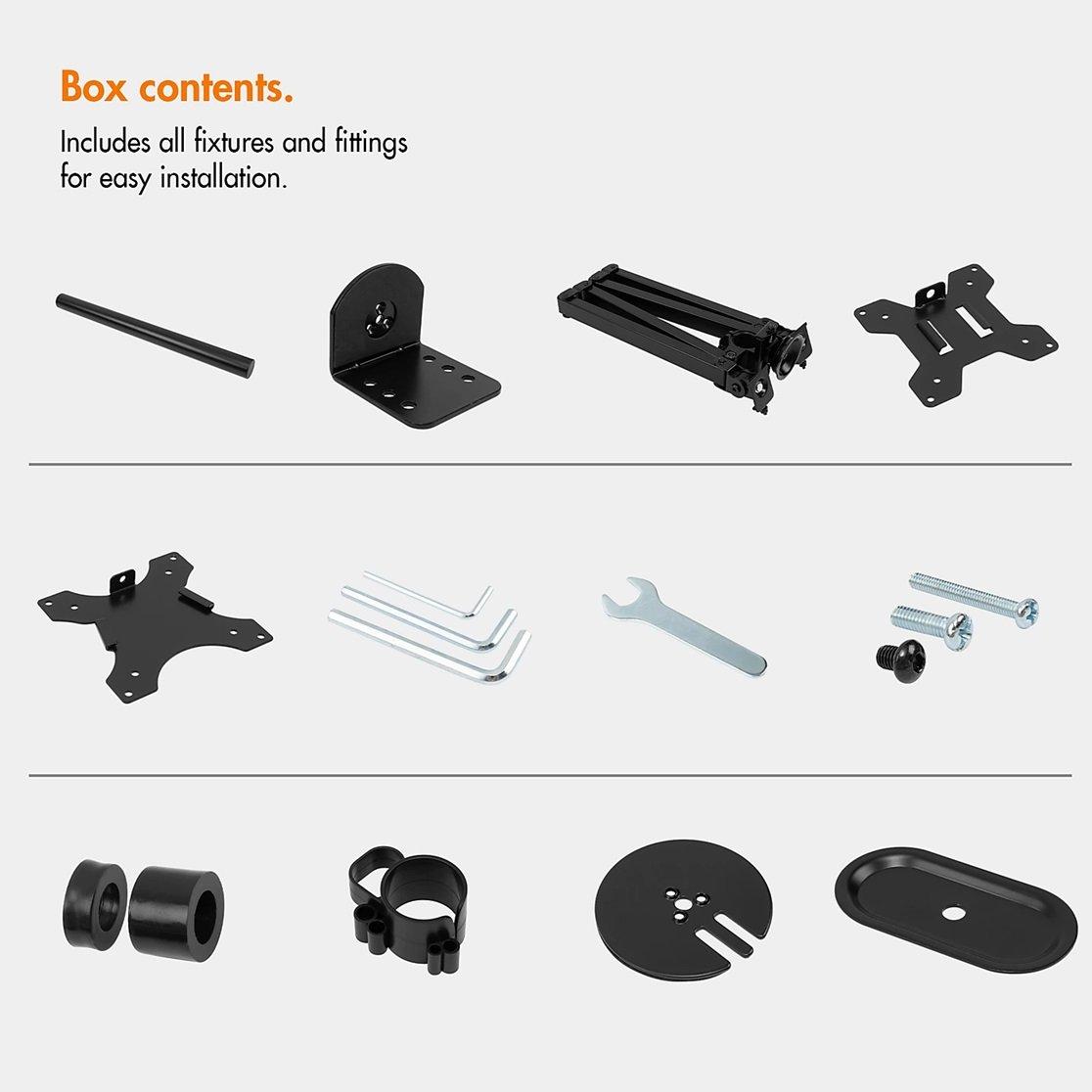 Black - VonHaus - Triple Monitor Clamp for 17-27 Screens - 7