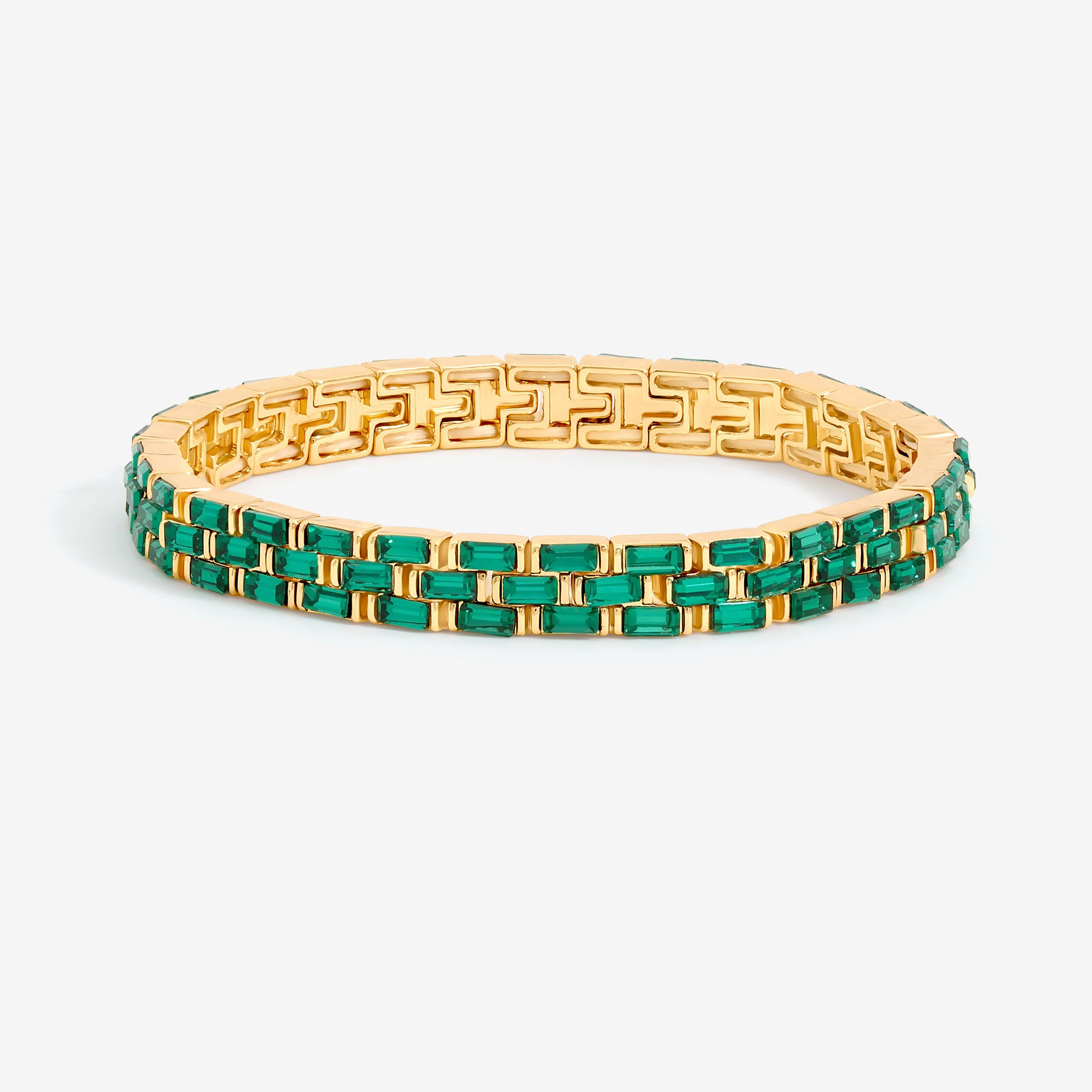 Gold - Jon Richard - Gold Plated and Emerald Chain Stretch Bracelet - 1