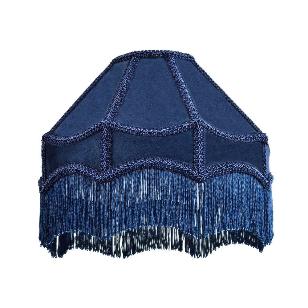 Navy - K Living - Tassle 8 Inch Navy Traditional Shade with Tassels - 1