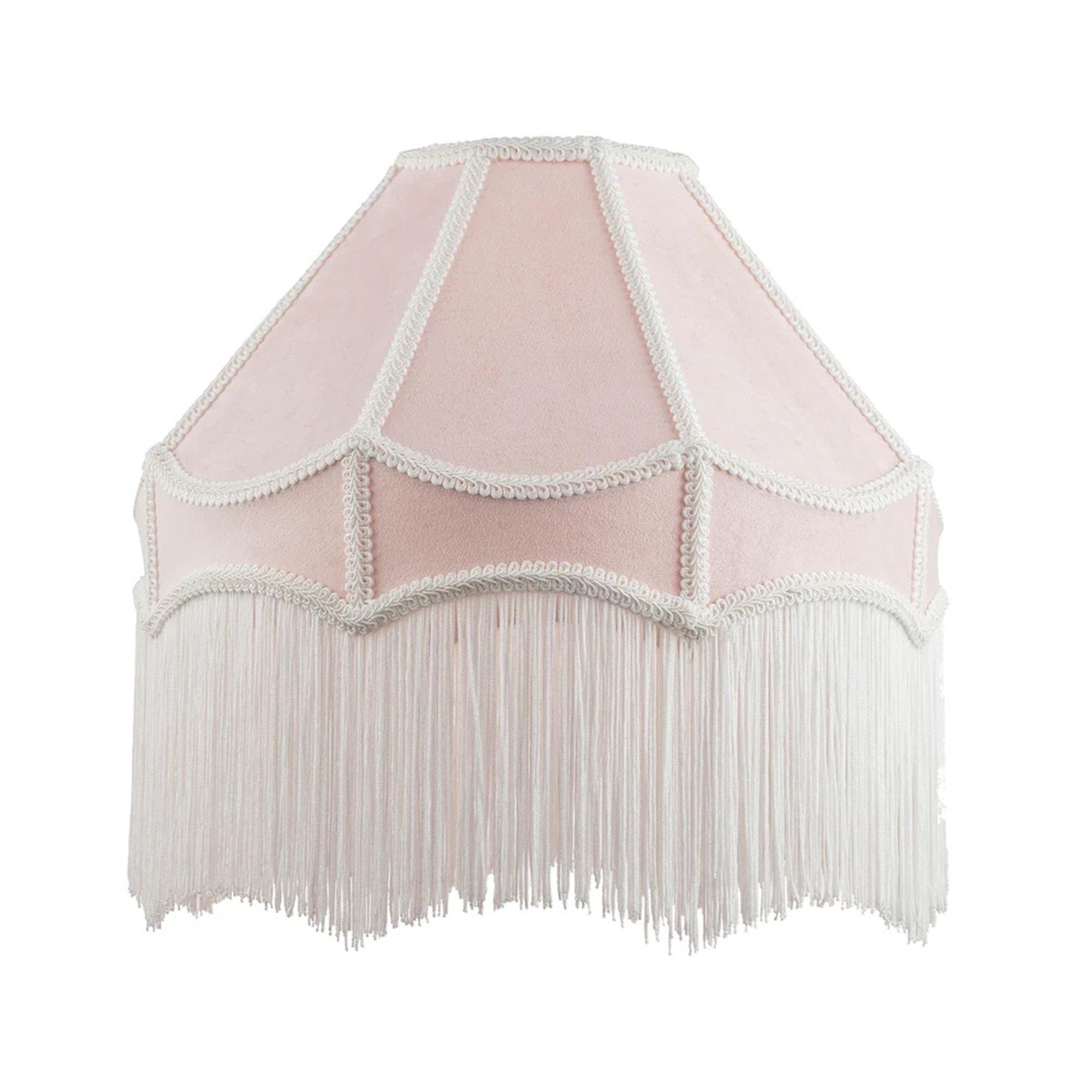 Pink - K Living - Tassle 8 Inch Pink Traditional Shade with Tassels - 1