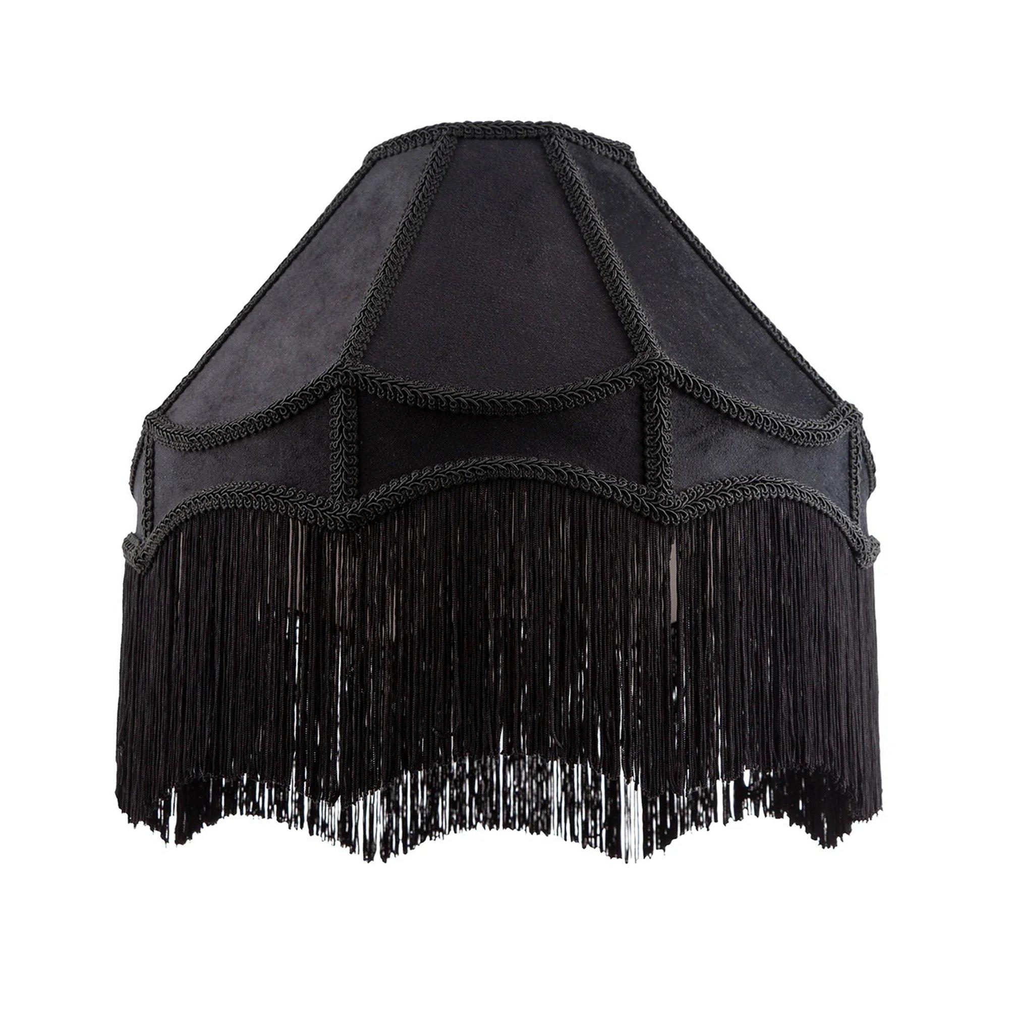 Black - K Living - Tassle 8 Inch Black Traditional Shade with Tassels - 1