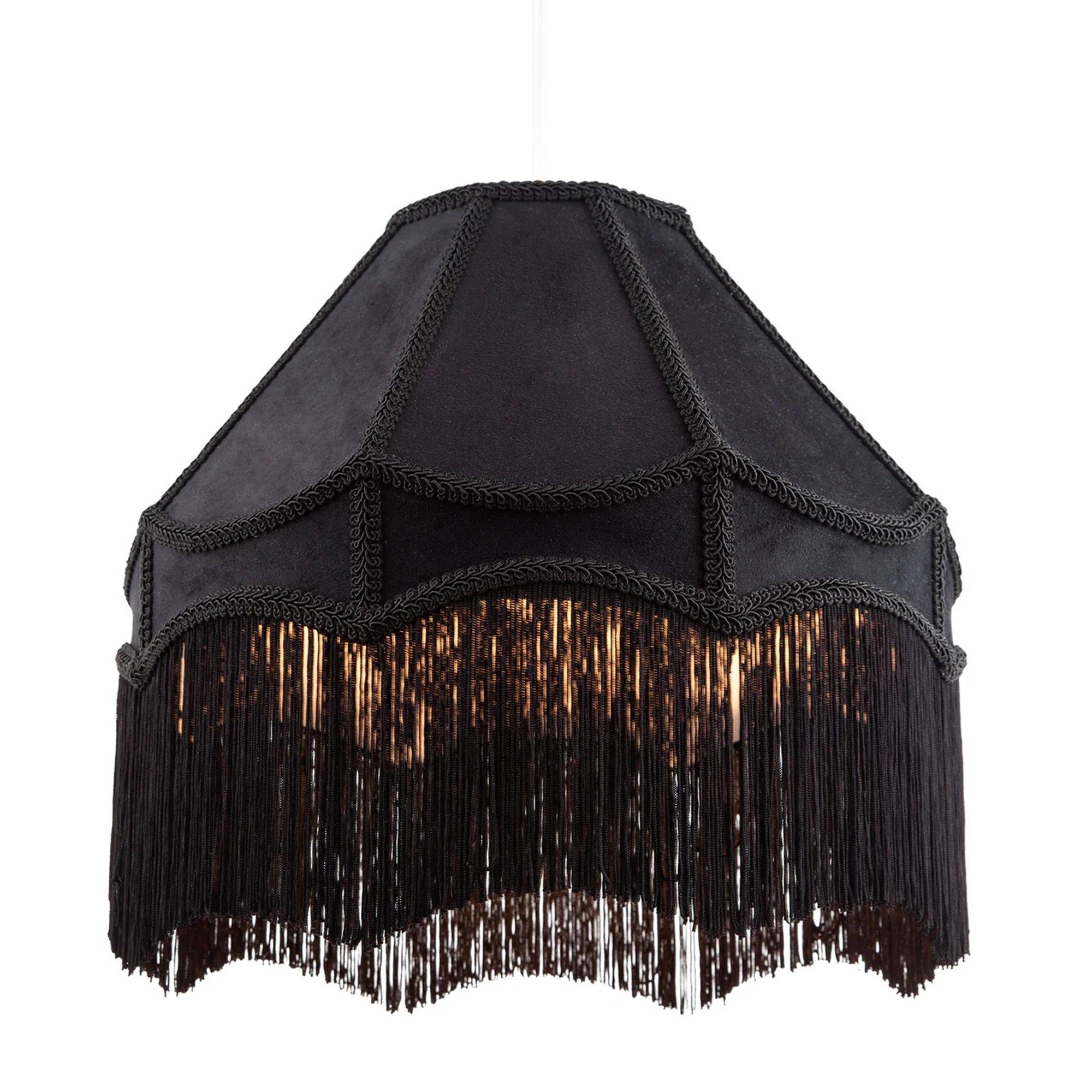 Black - K Living - Tassle 8 Inch Black Traditional Shade with Tassels - 2