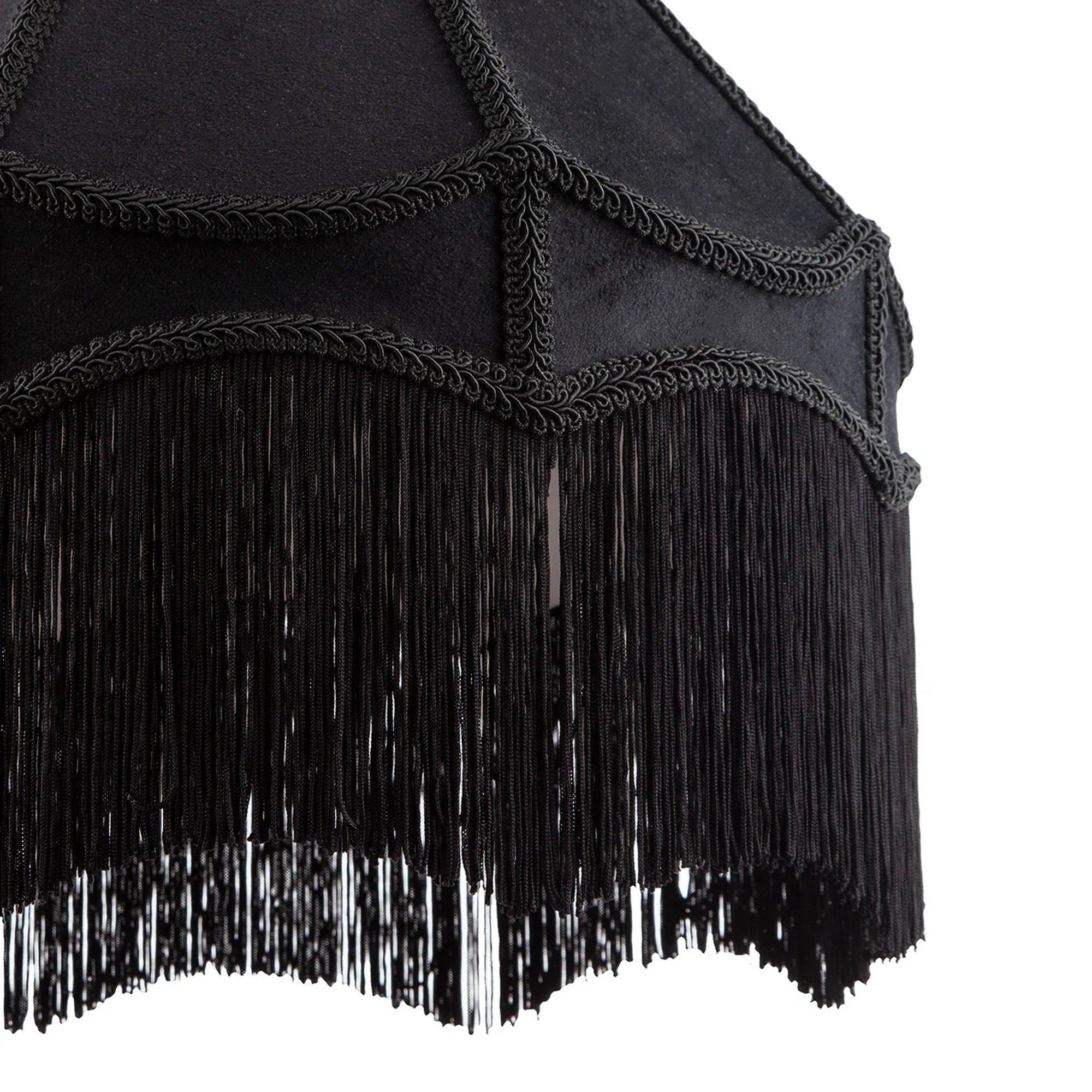 Black - K Living - Tassle 8 Inch Black Traditional Shade with Tassels - 3
