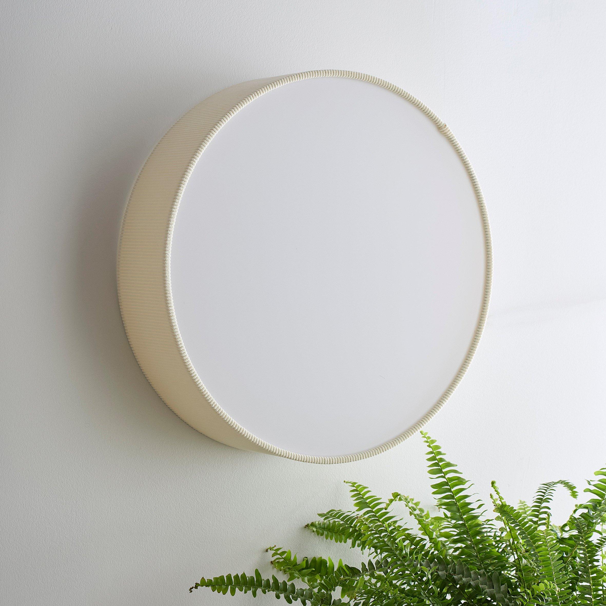 Cream - K Living - Crete 38cm 2 Light Cream Velvet Drum Shade - 1