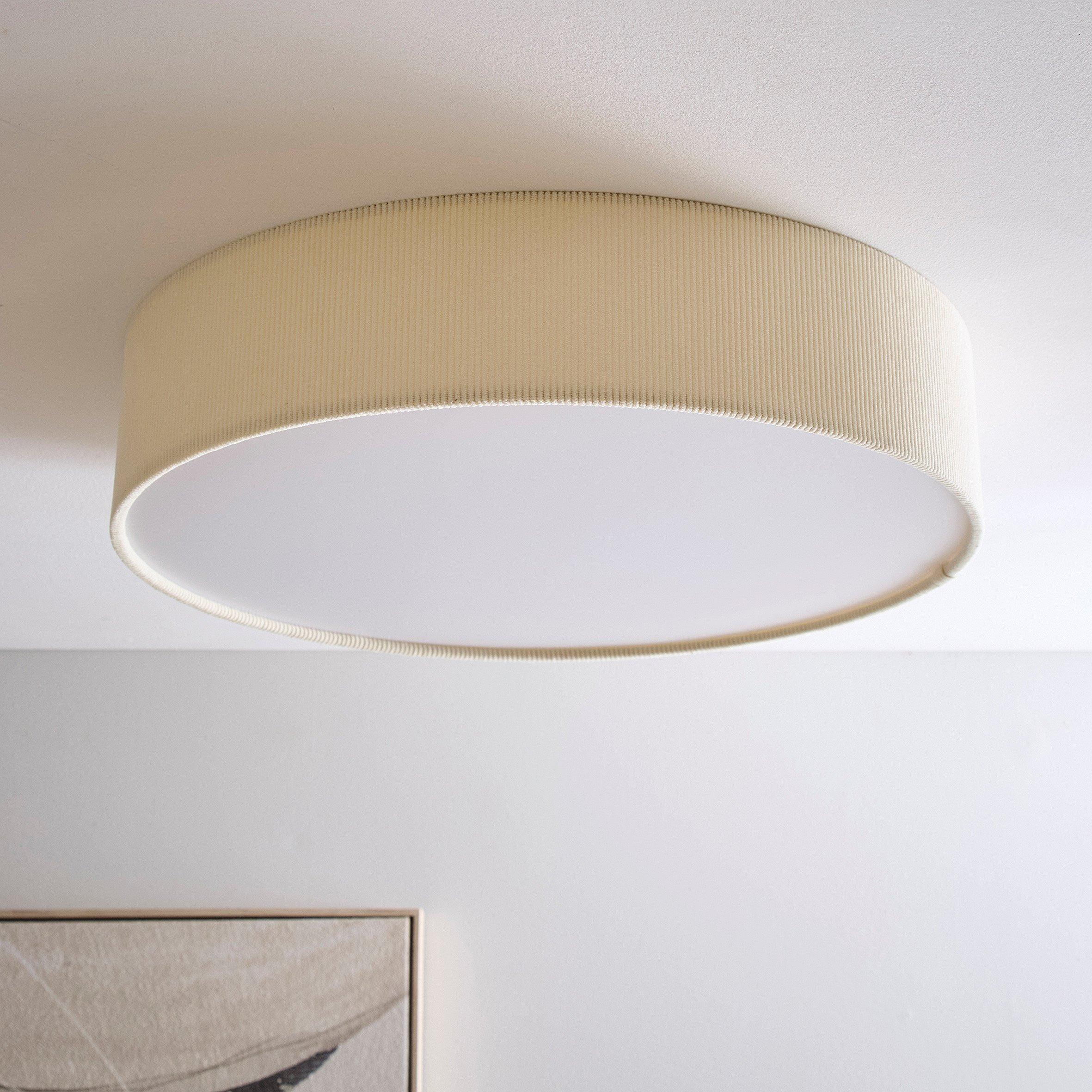 K Living  Crete 45Cm 3 Light Velvet Drum Shade Cream